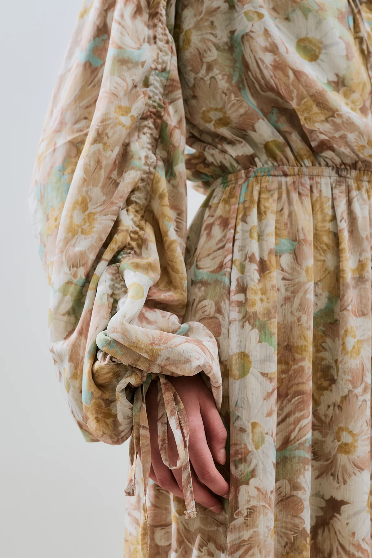 Ruched Chiffon Maxi Dress Blossoms - Image 4