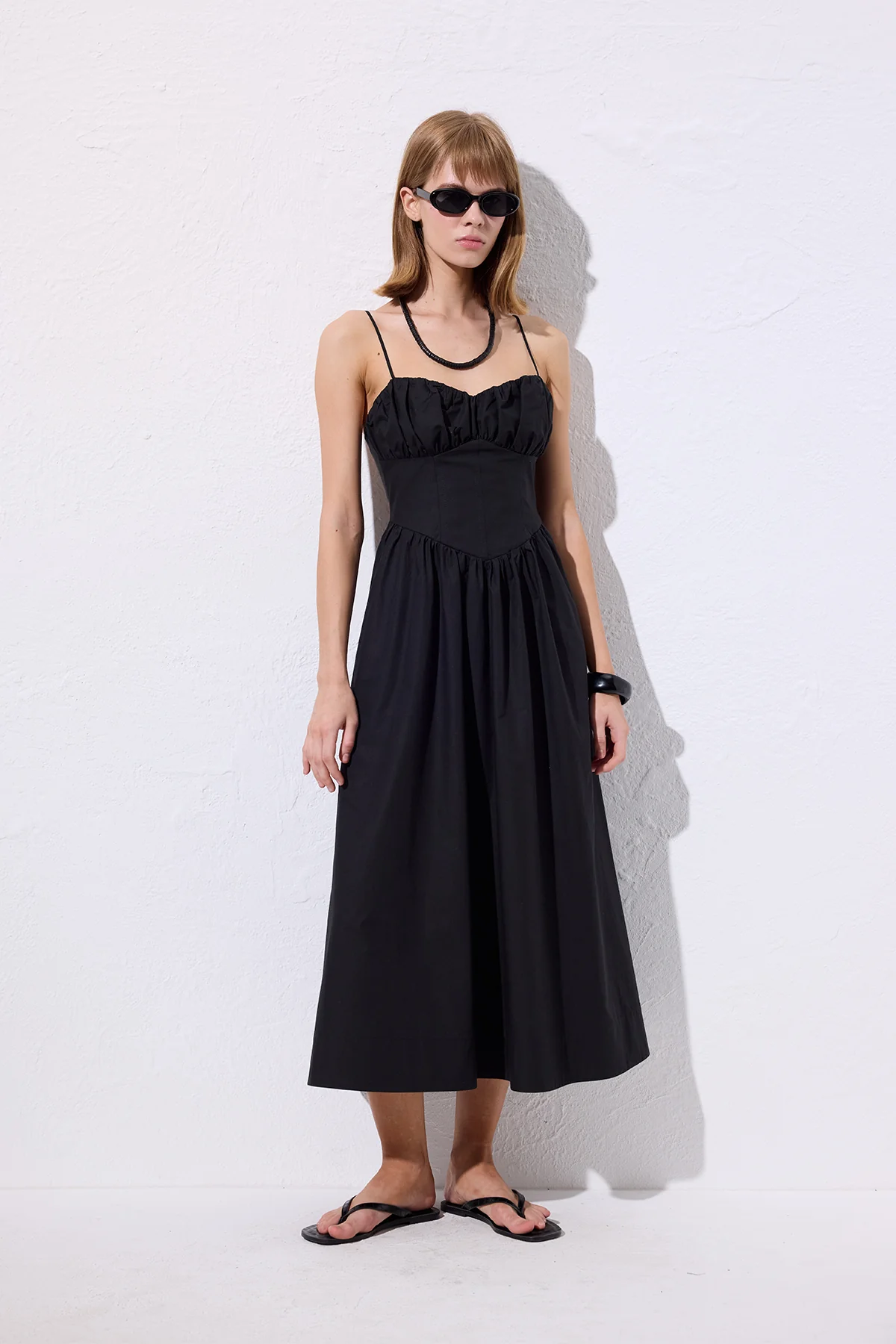 Ruched Corset Dress Black - Image 3
