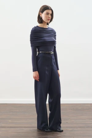 Ruched Detail Blouse Navy Blue - Image 5