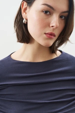Ruched Detail Blouse Navy Blue - Image 6