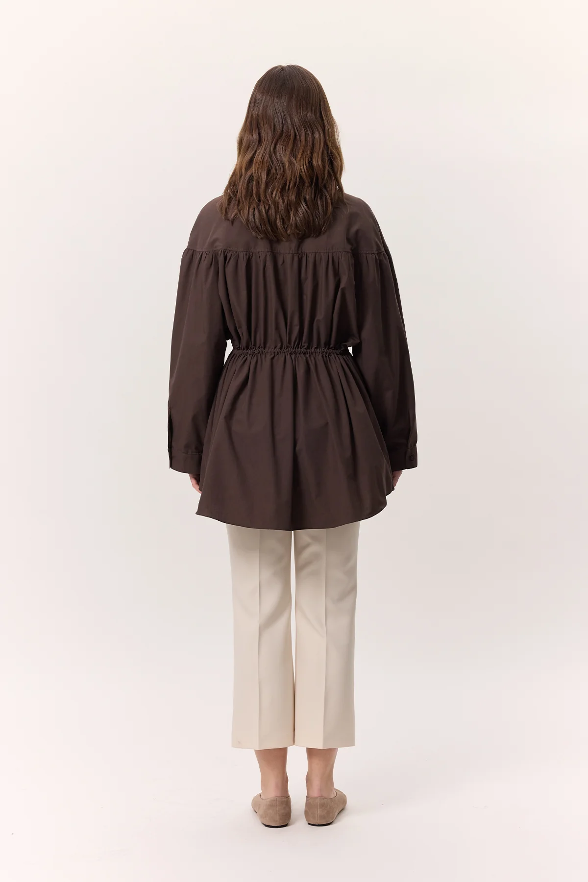 Ruched Tie-Detail Tunic Brown - Image 8