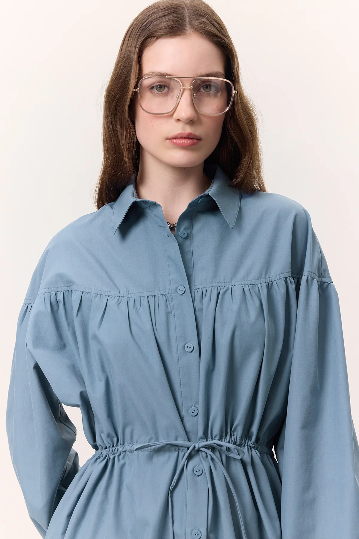 Ruched Tie-Detail Tunic Indigo - Image 5