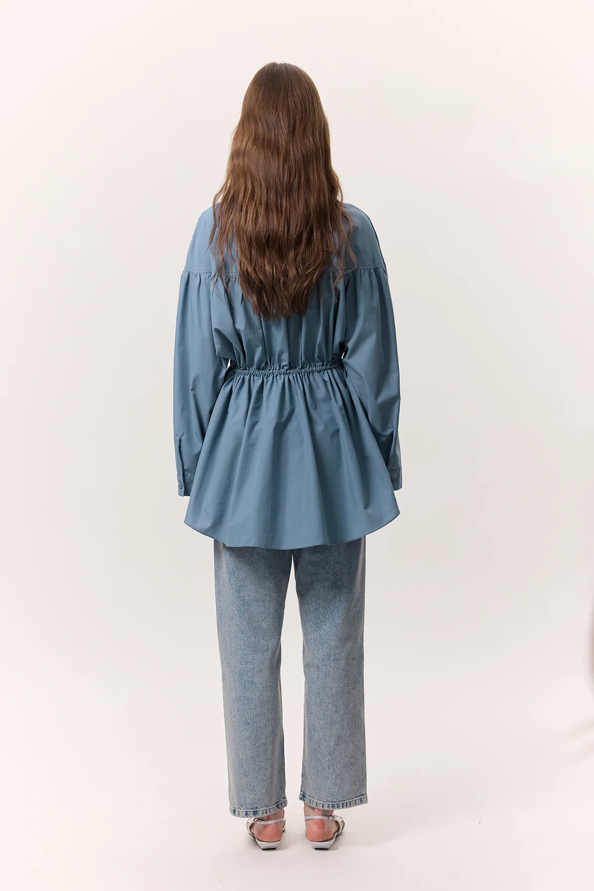 Ruched Tie-Detail Tunic Indigo - Image 8