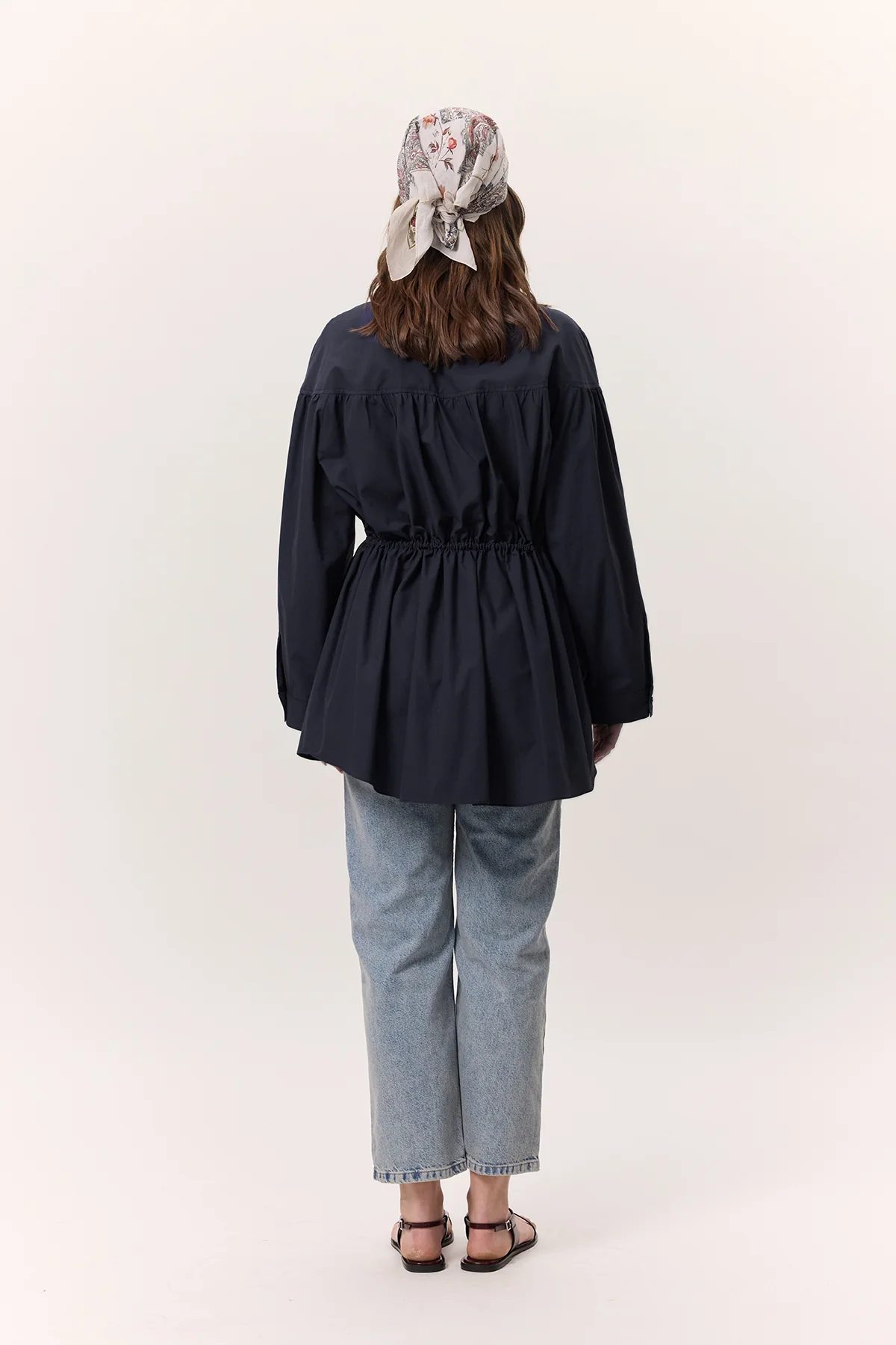 Ruched Tie-Detail Tunic Navy Blue - Image 6