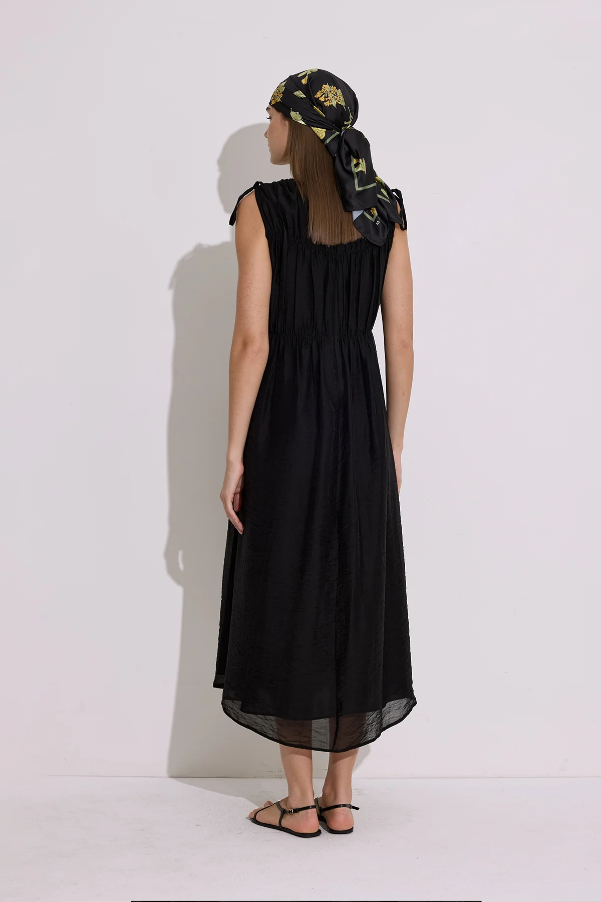 Ruched Tie Dress Black - Image 7