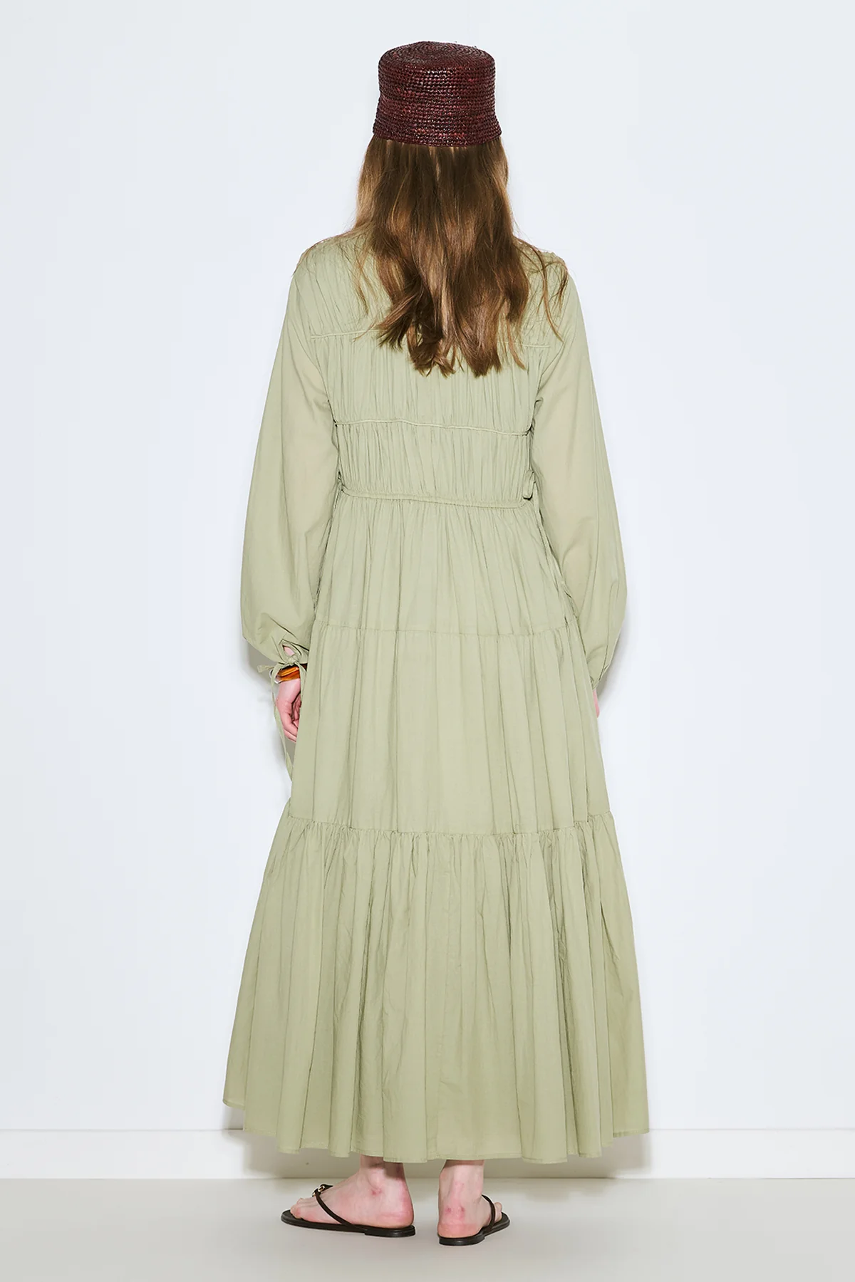 Ruched Tie Long Sleeve Dress Pistachio - Image 8