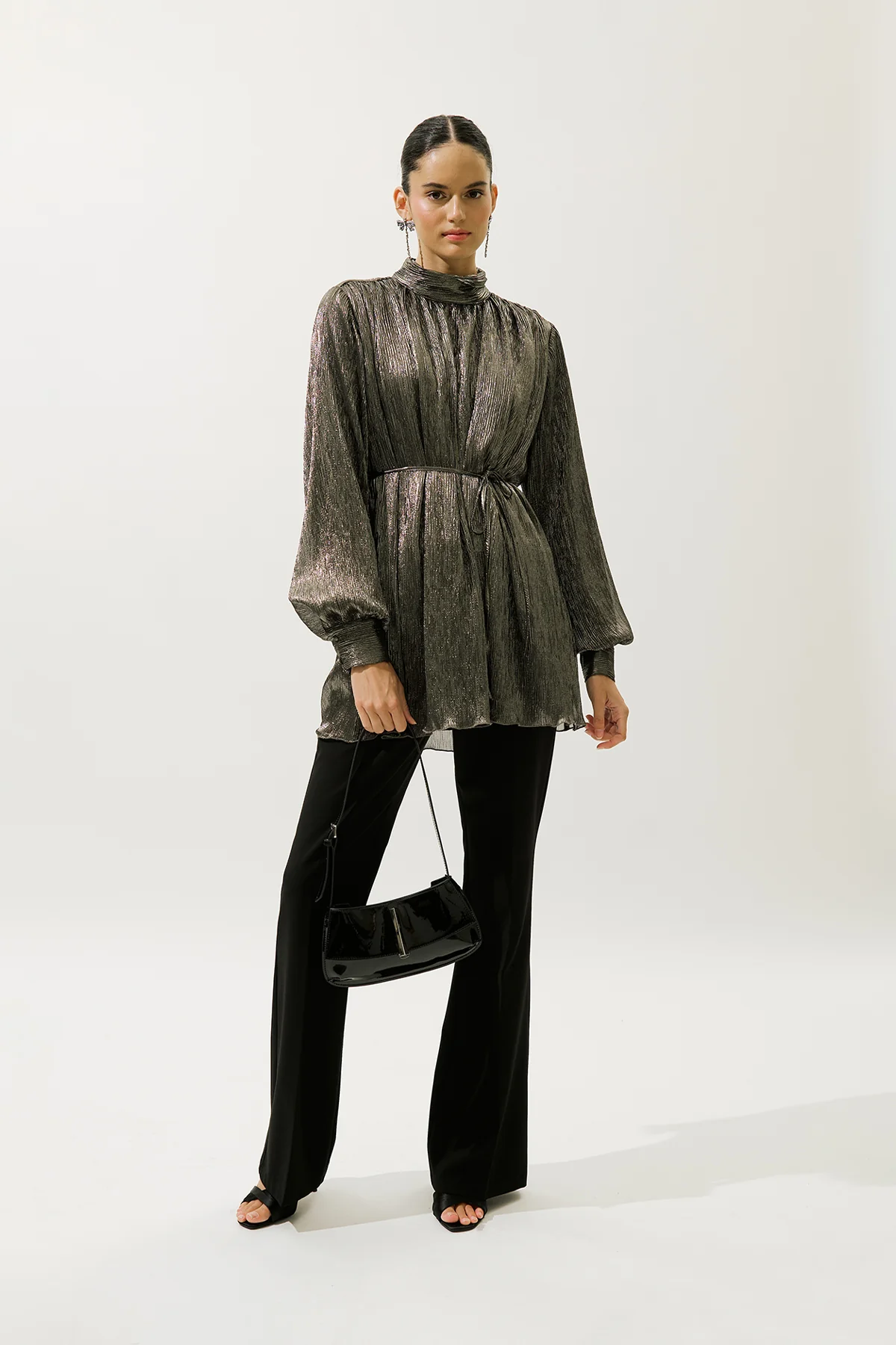 Ruffled Shimmer Tunic Gold