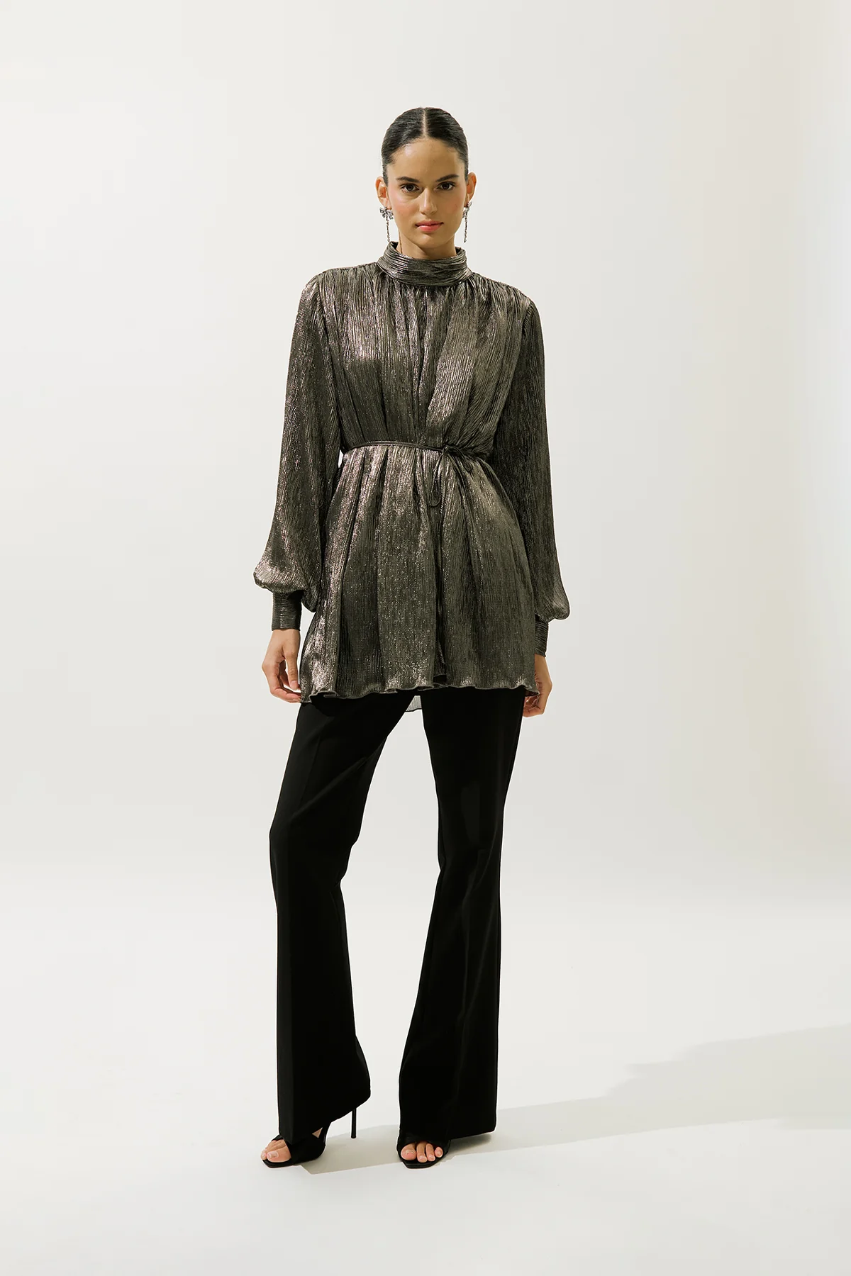 Ruffled Shimmer Tunic Gold - Image 3