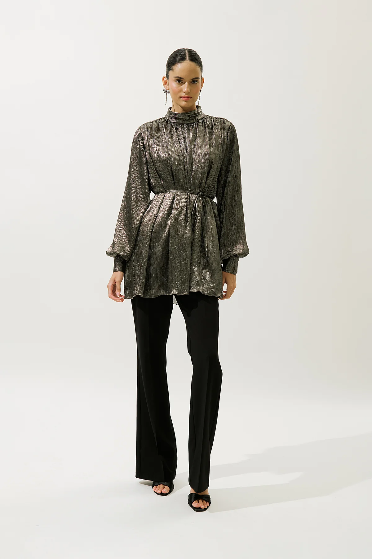 Ruffled Shimmer Tunic Gold - Image 4