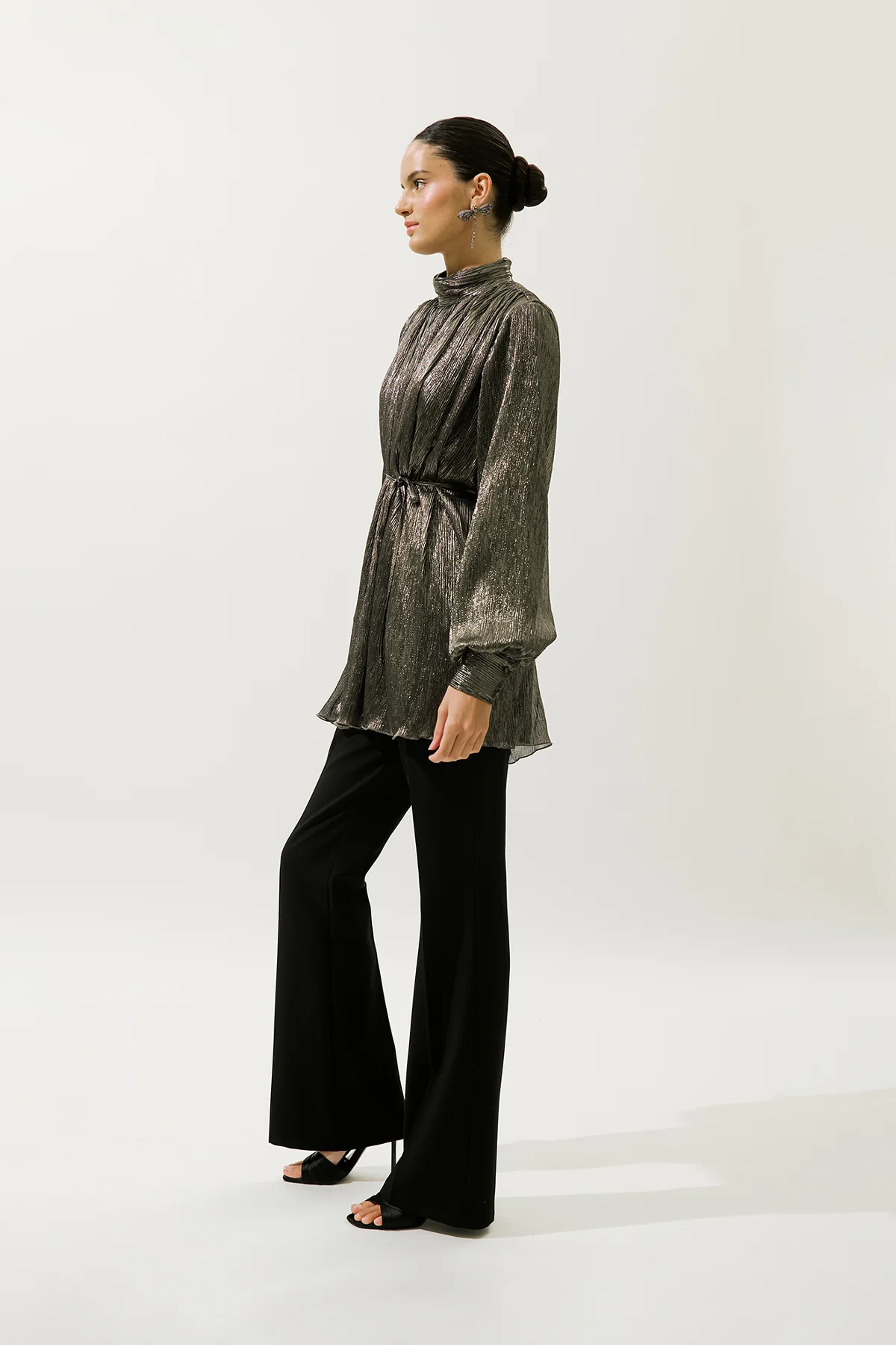 Ruffled Shimmer Tunic Gold - Image 5