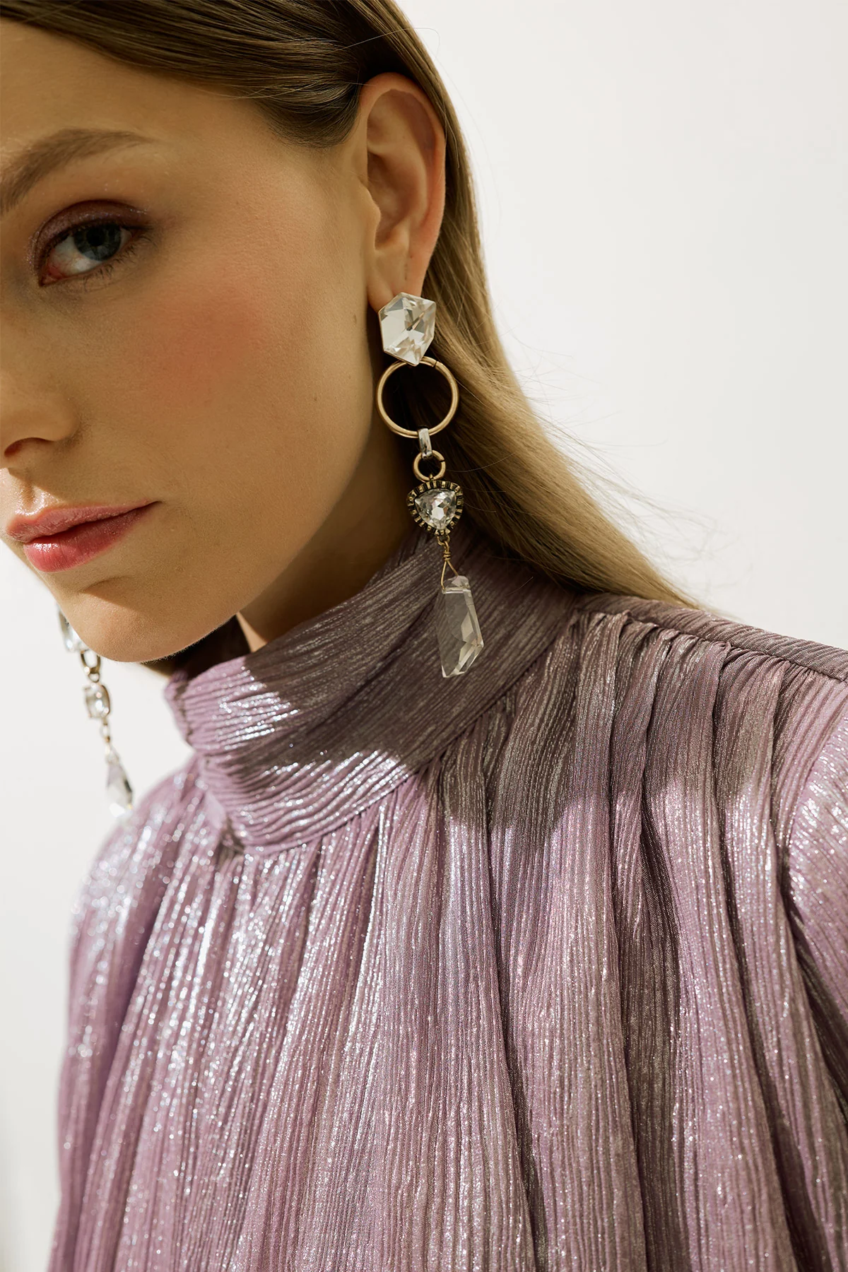 Ruffled Shimmer Tunic Lilac - Image 5