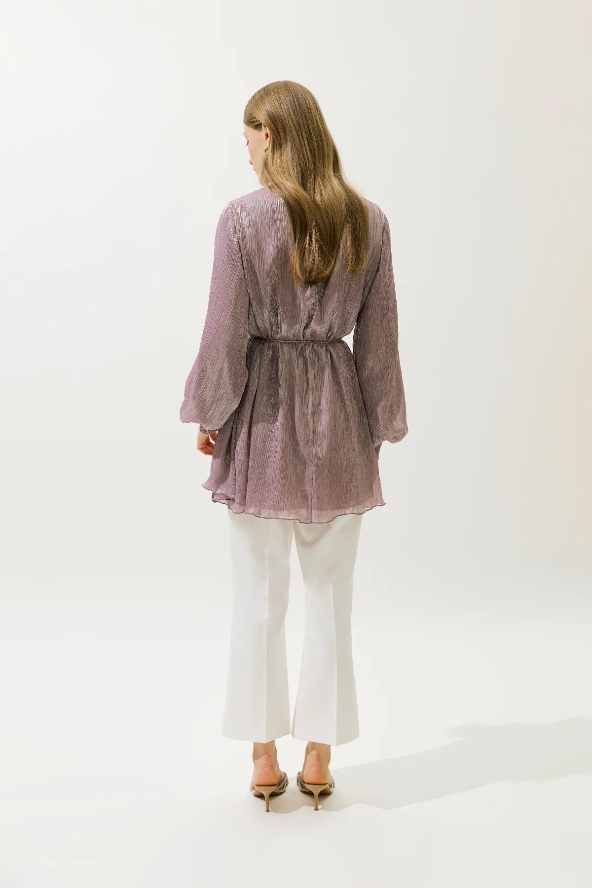 Ruffled Shimmer Tunic Lilac - Image 6