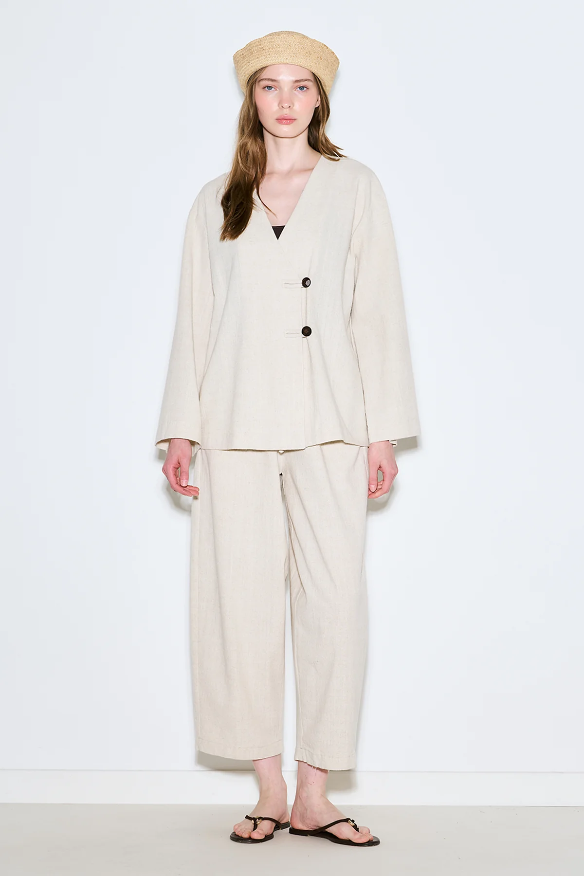 Rustic Buttoned Kimono Natural - Image 4