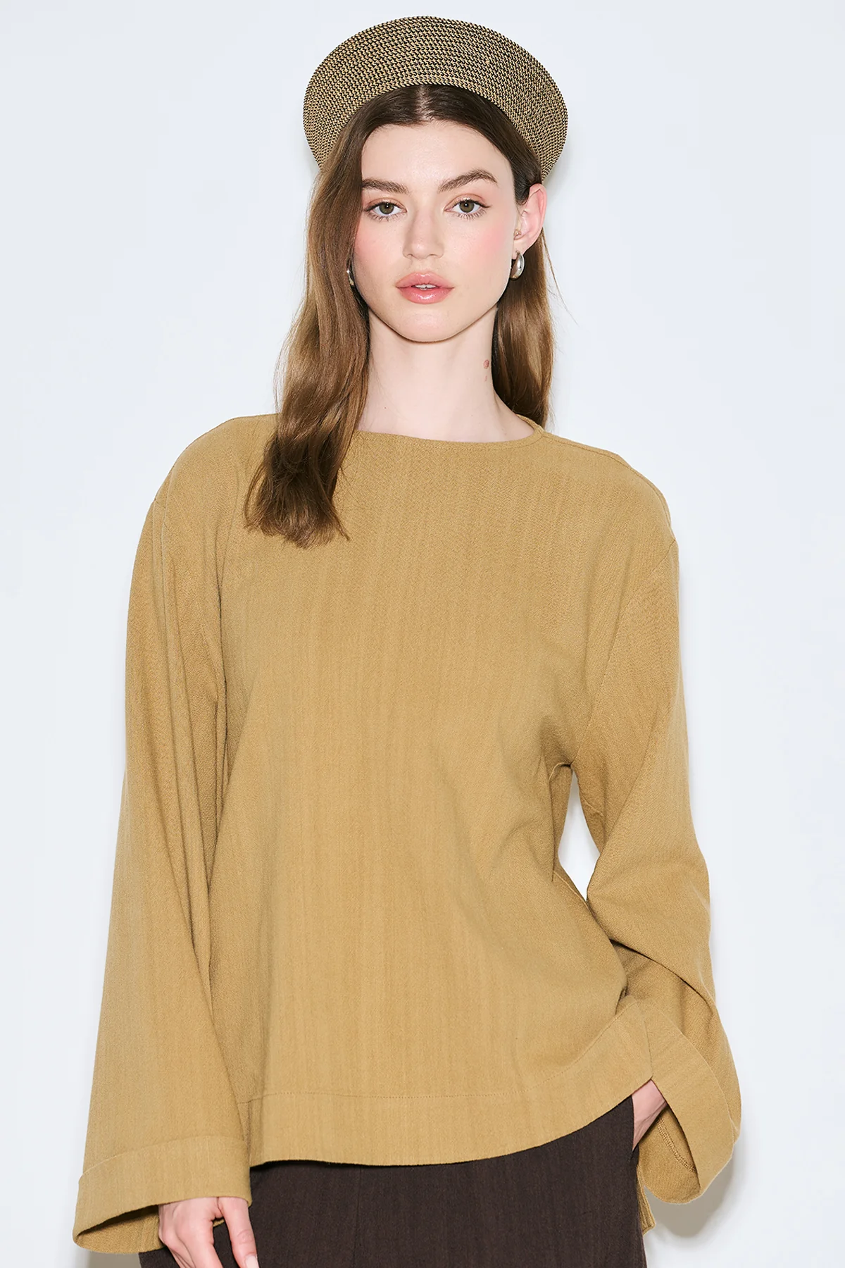 Rustic Blouse With Side Slits Saffron - Image 2