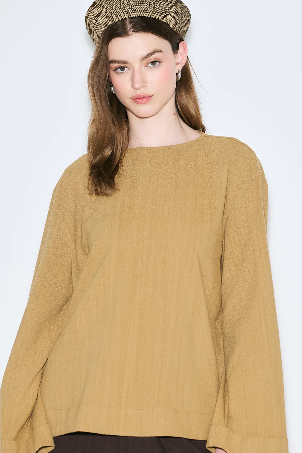 Rustic Blouse With Side Slits Saffron - Image 5
