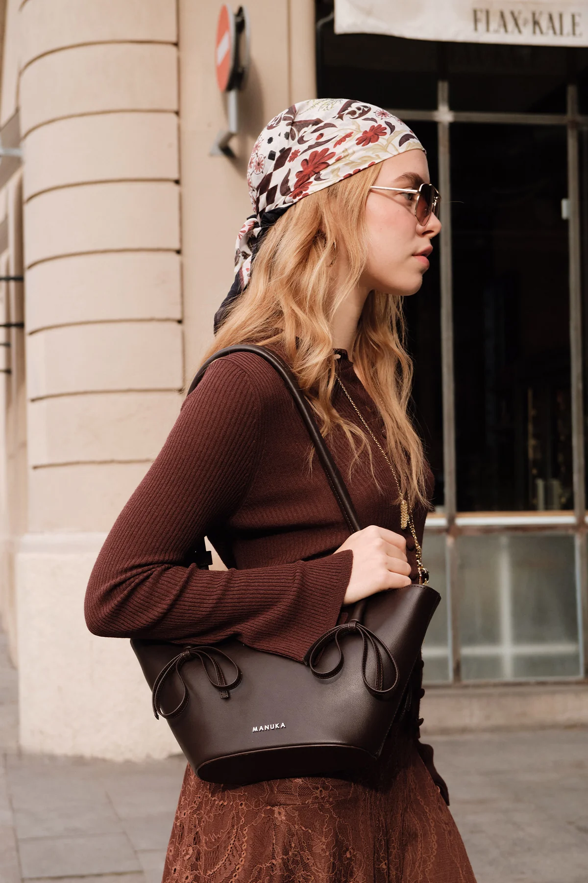 Sandy Bow Bag Dark Brown