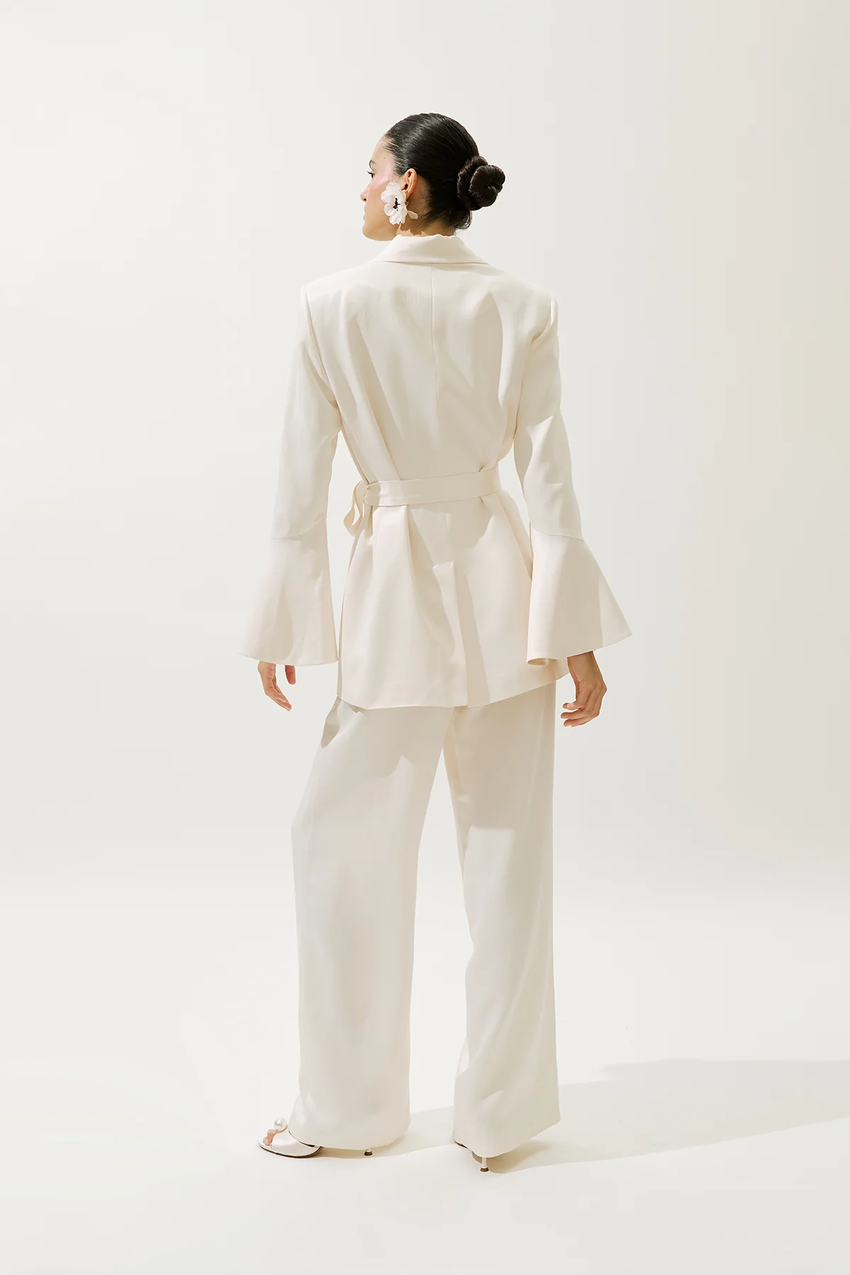 Satin Belted Evening Blazer Vanilla - Image 7