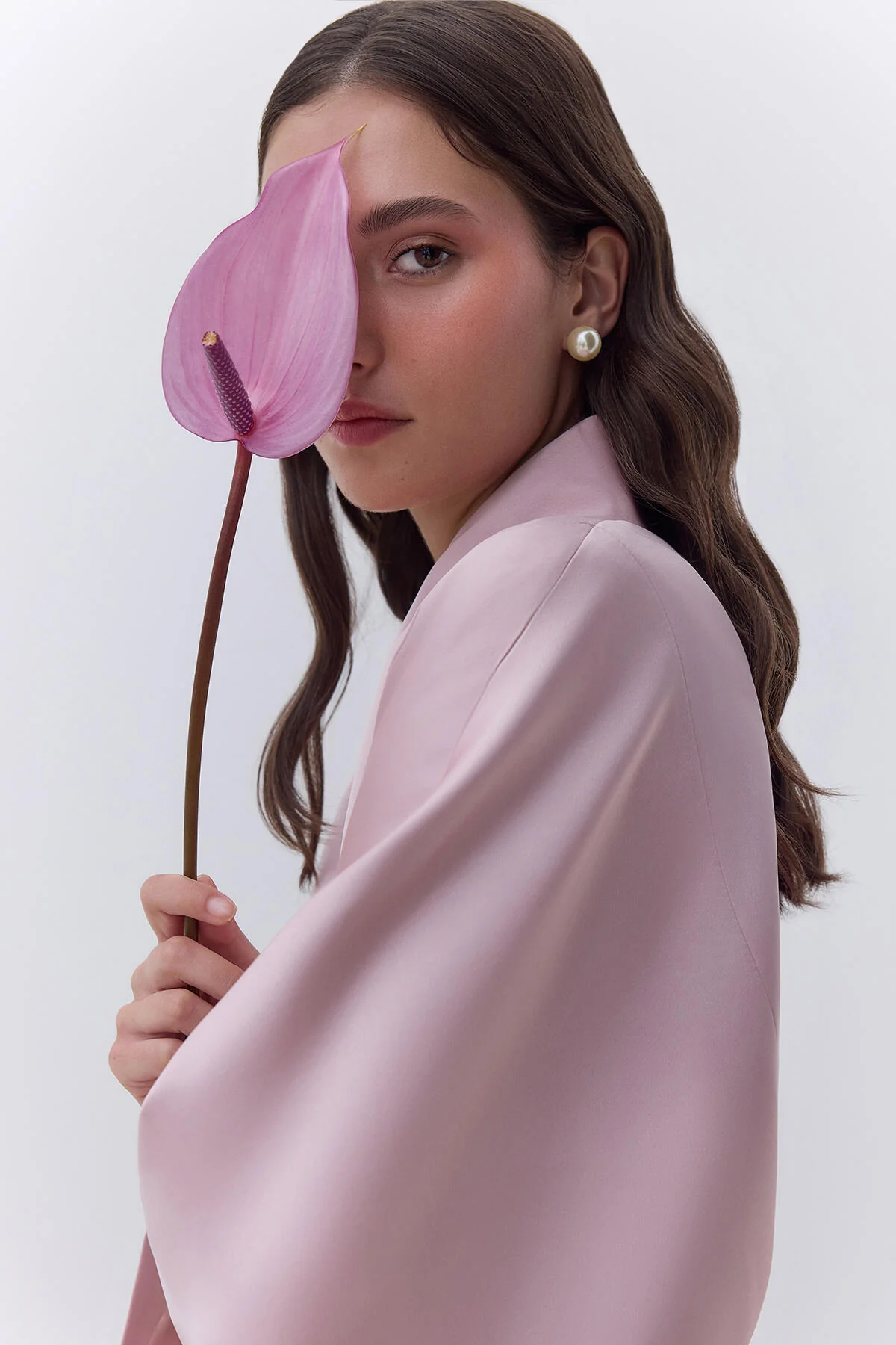 Satin Belted Kimono Powder