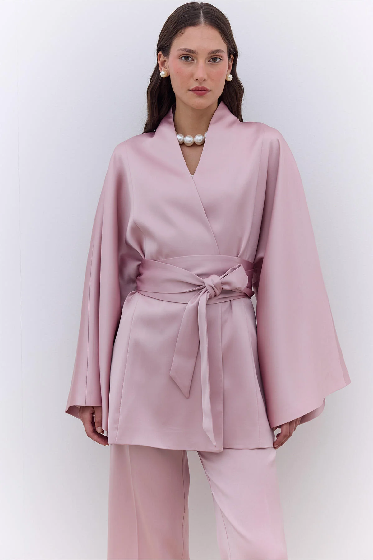 Satin Belted Kimono Powder - Image 4