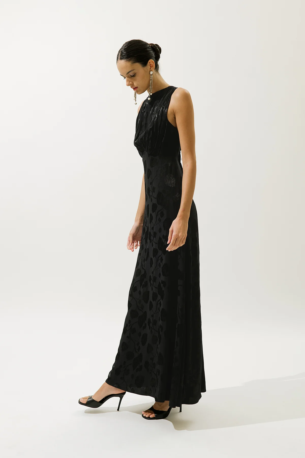 Satin Strap Dress Black - Image 4
