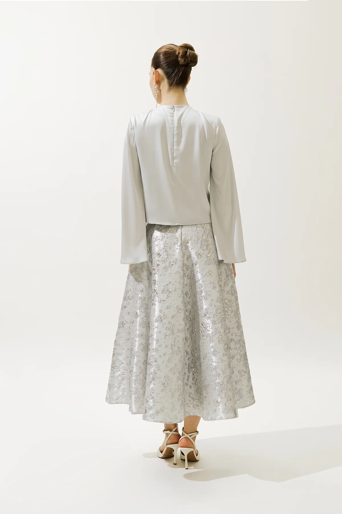 Satin Wide Sleeve Blouse Blue - Image 6