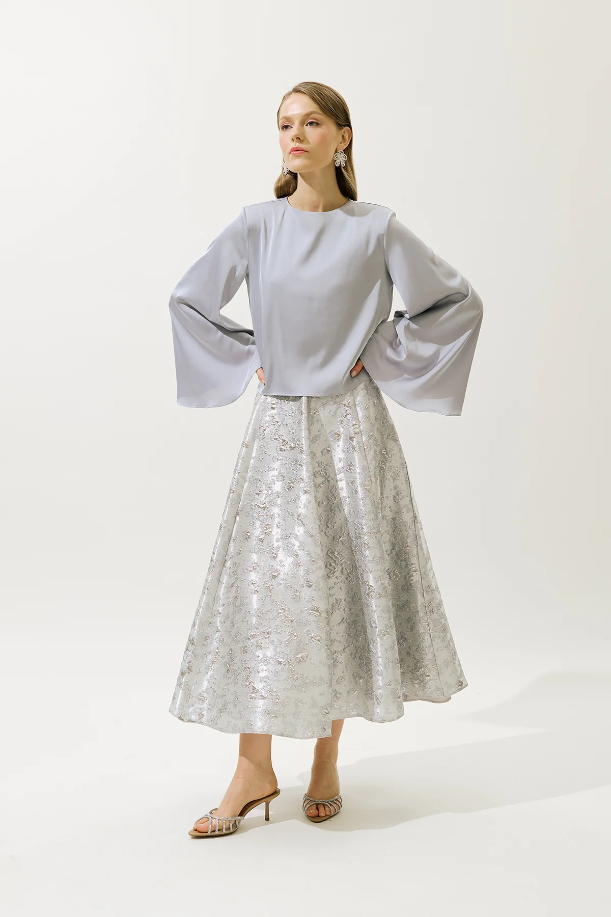 Satin Wide Sleeve Blouse Lilac - Image 5