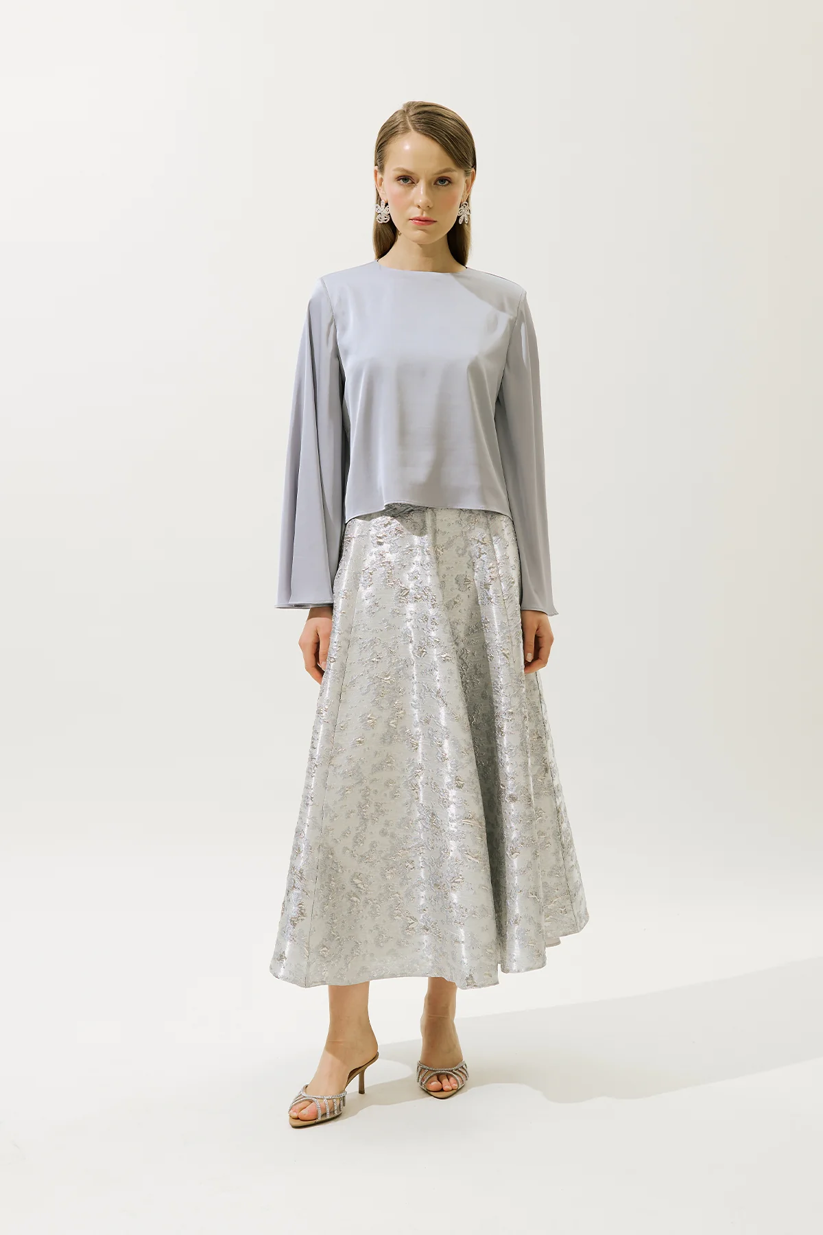 Satin Wide Sleeve Blouse Lilac - Image 6