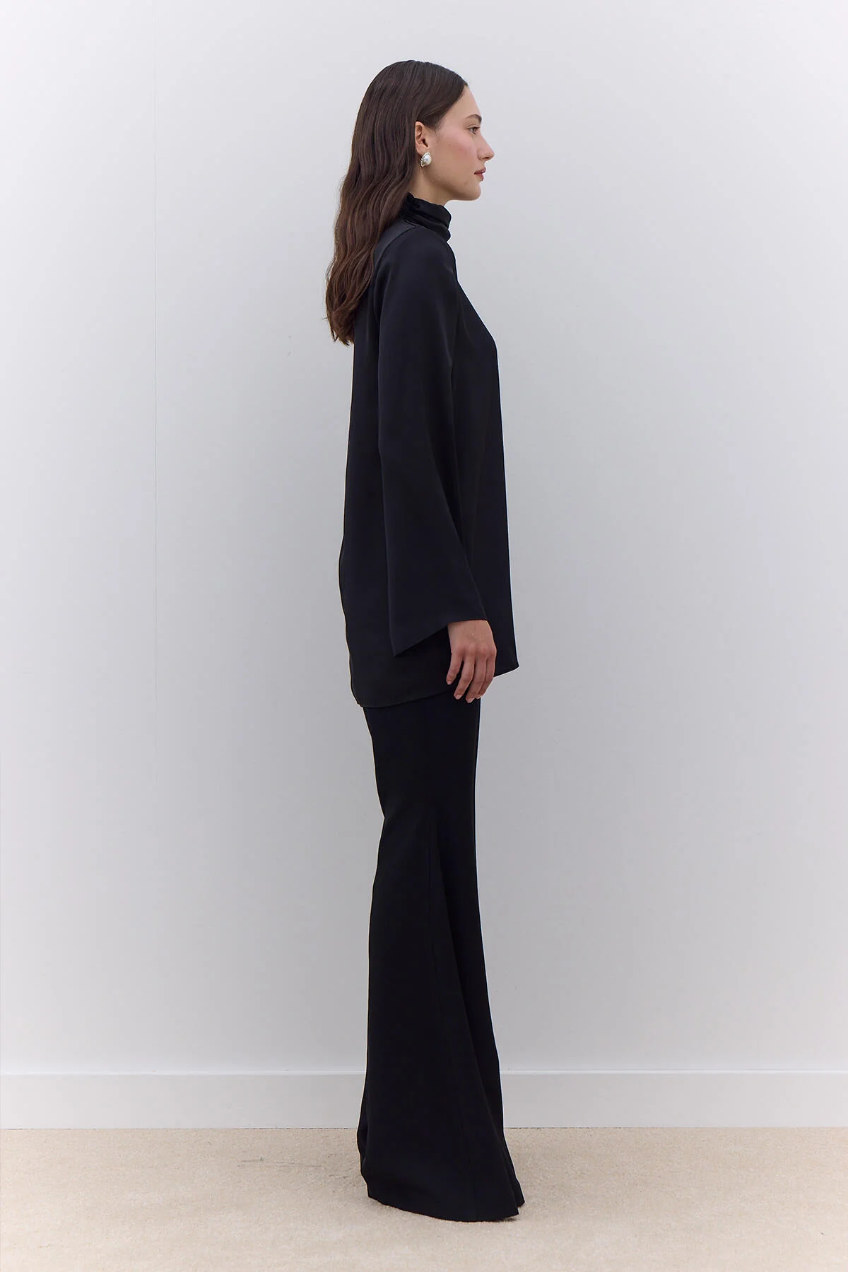 Satin Wide Sleeve Tunic Black - Image 9