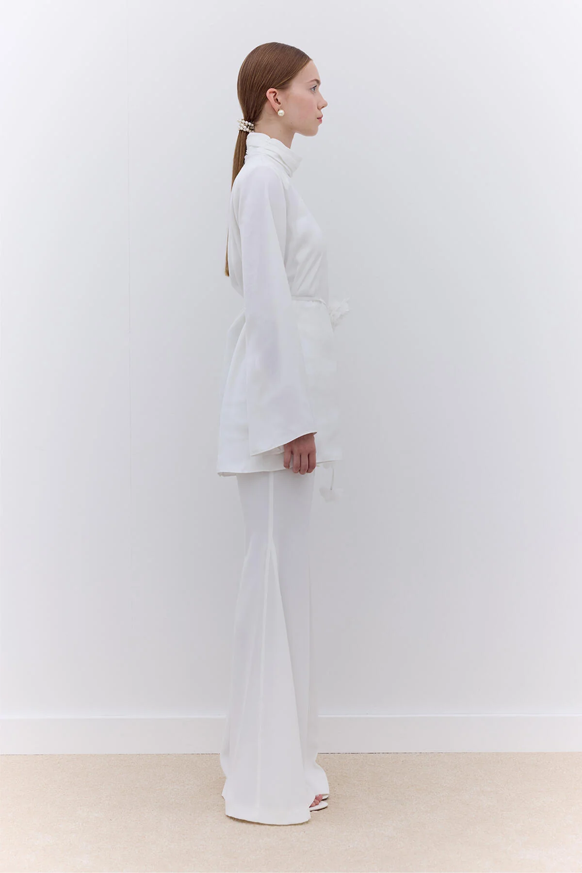 Satin Wide Sleeve Tunic Ecru - Image 3