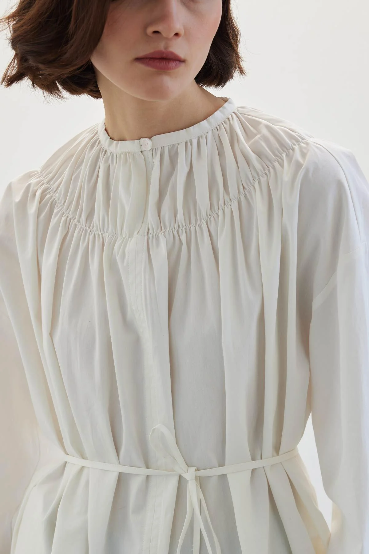 Shirred Collar Tunic Ecru - Image 5