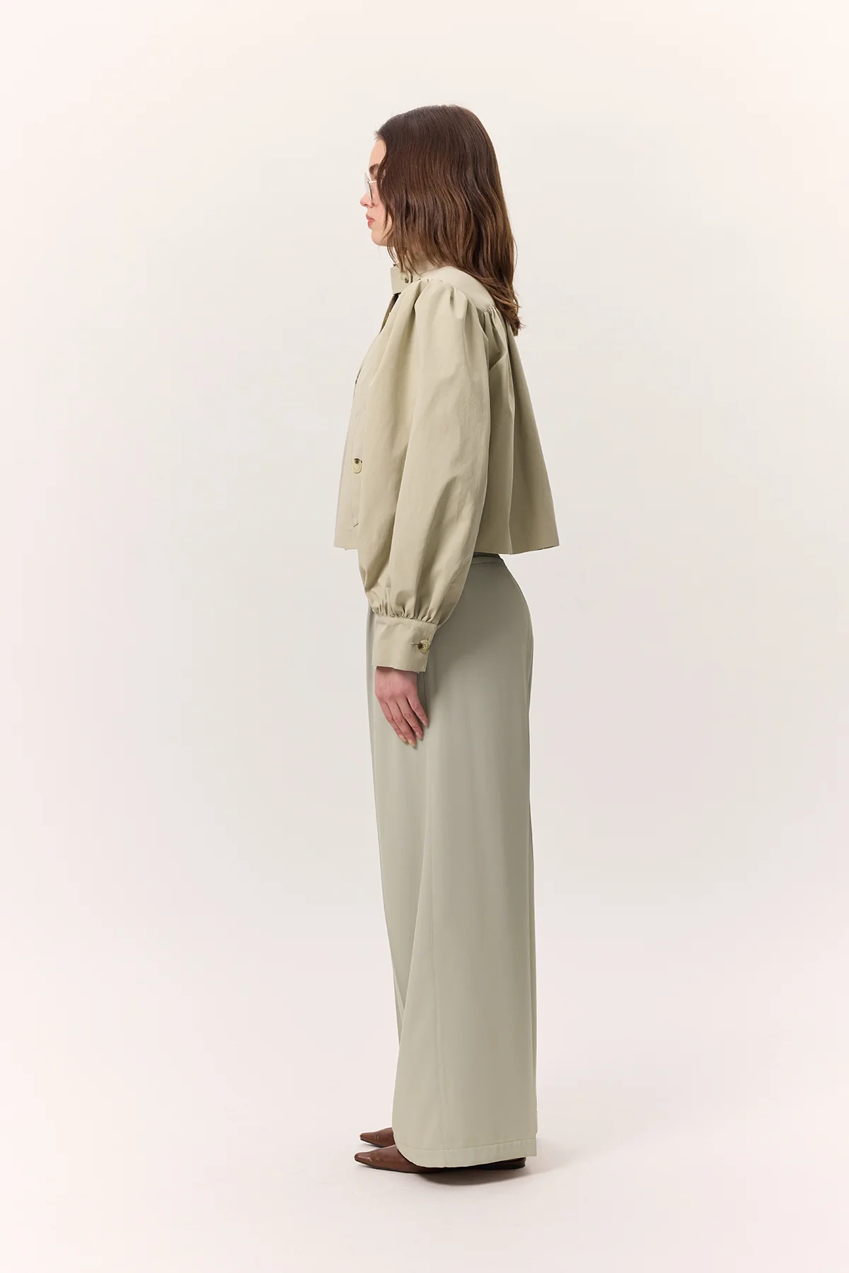 Short Balloon Sleeve Jacket Soft Green - Image 7