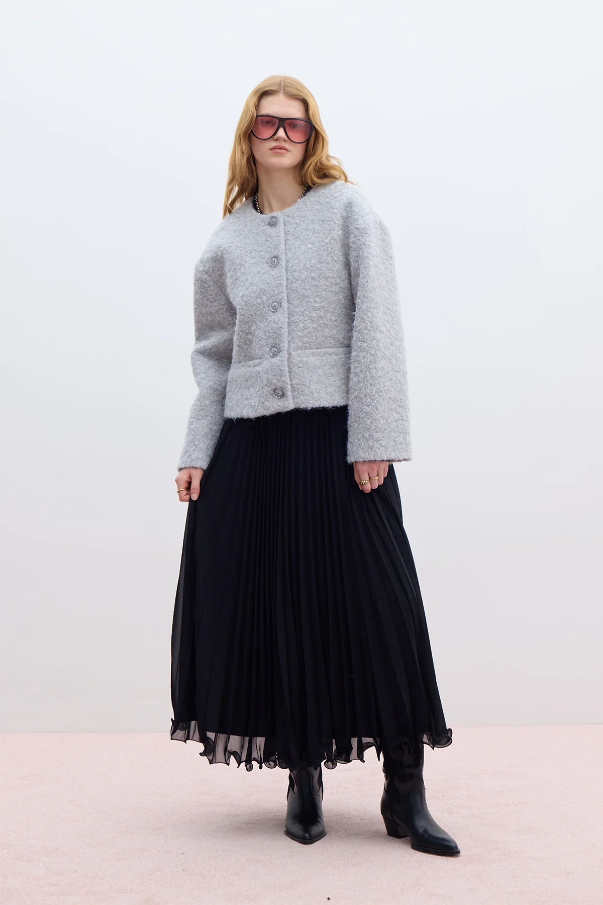 Short Cachet Coat With Pockets Grey - Image 2