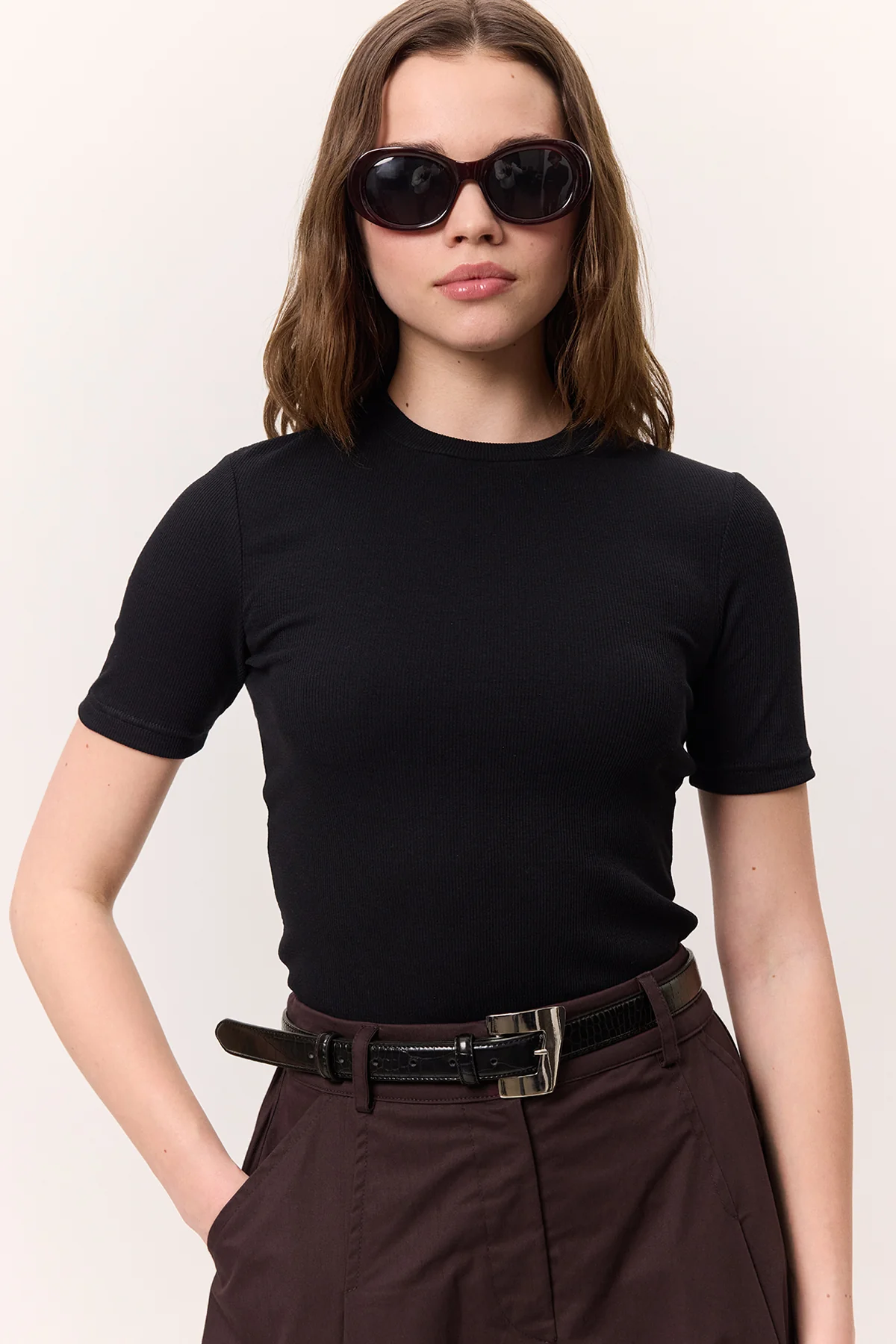 Short-Sleeve Ribbed Bodysuit Black