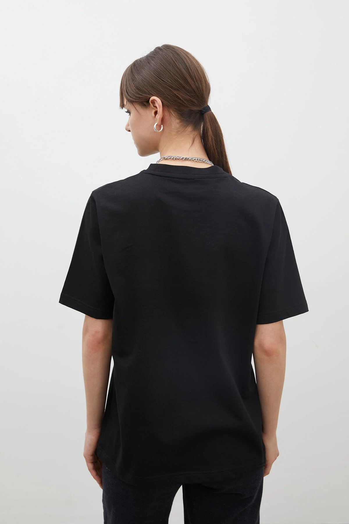 Short Sleeve Slim Fit Cotton T-Shirt Black - Image 4