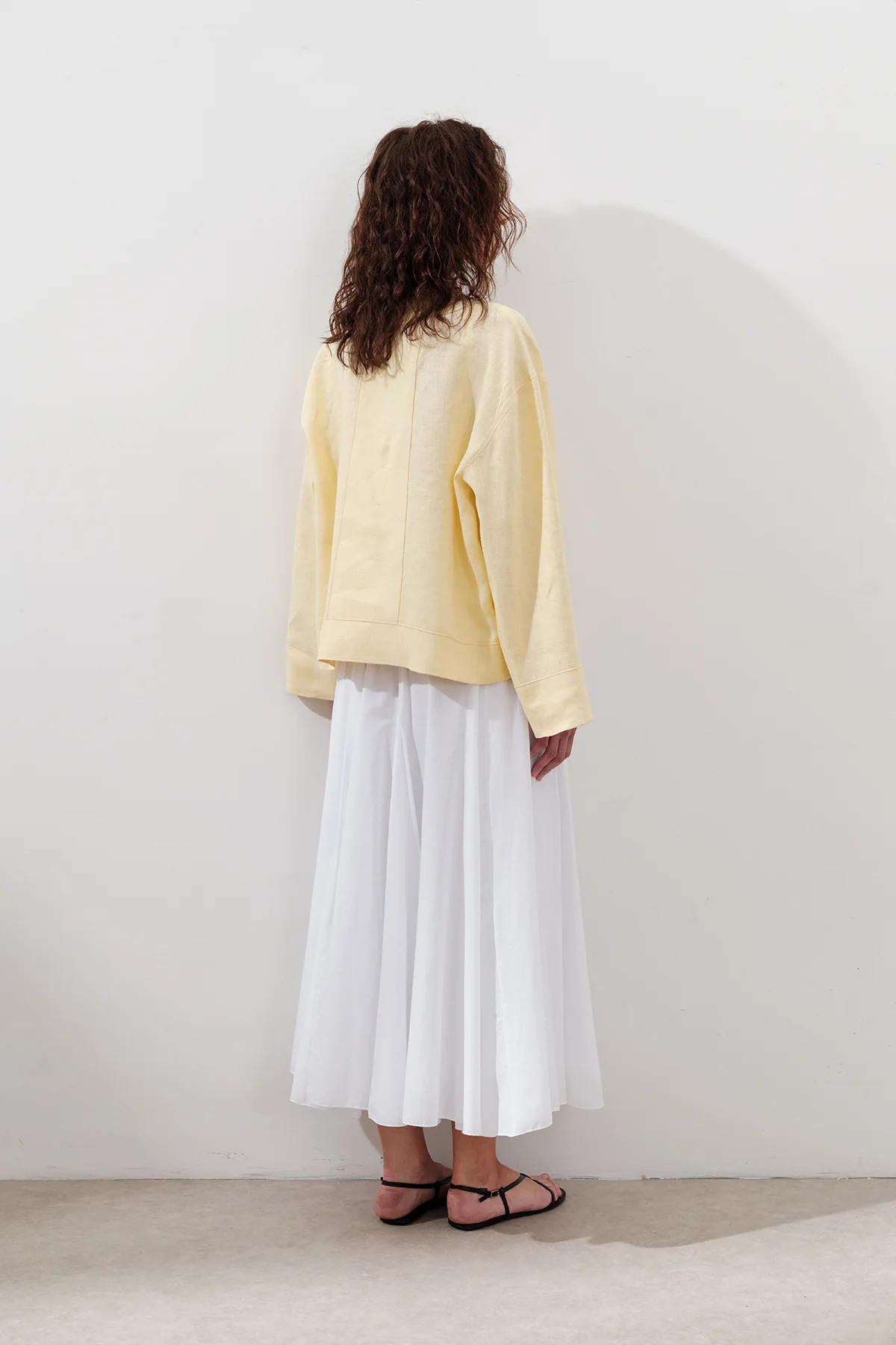 Single-Button Linen Blouse Yellow - Image 7