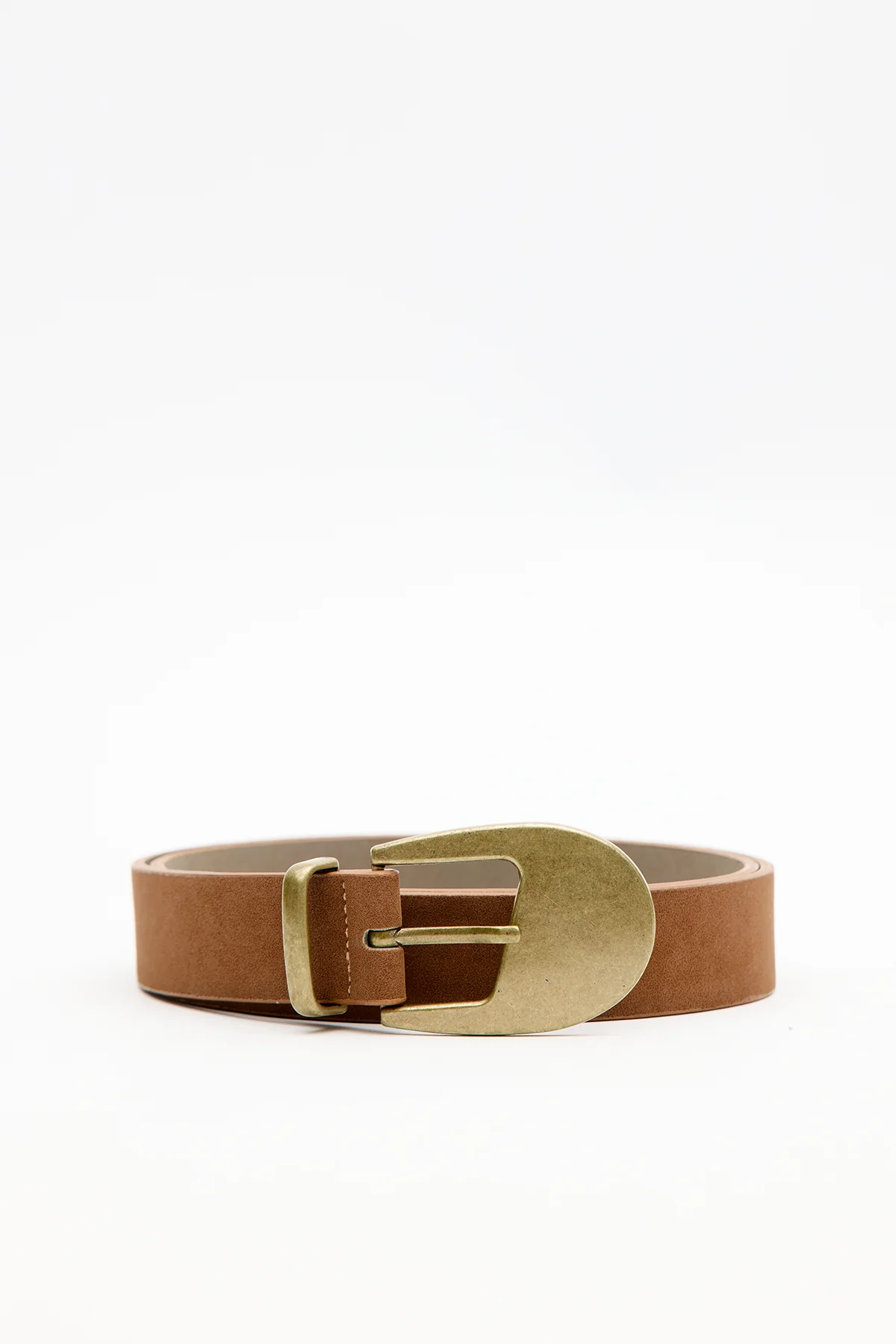 Slim Belt With Antique Buckle Camel - Image 3