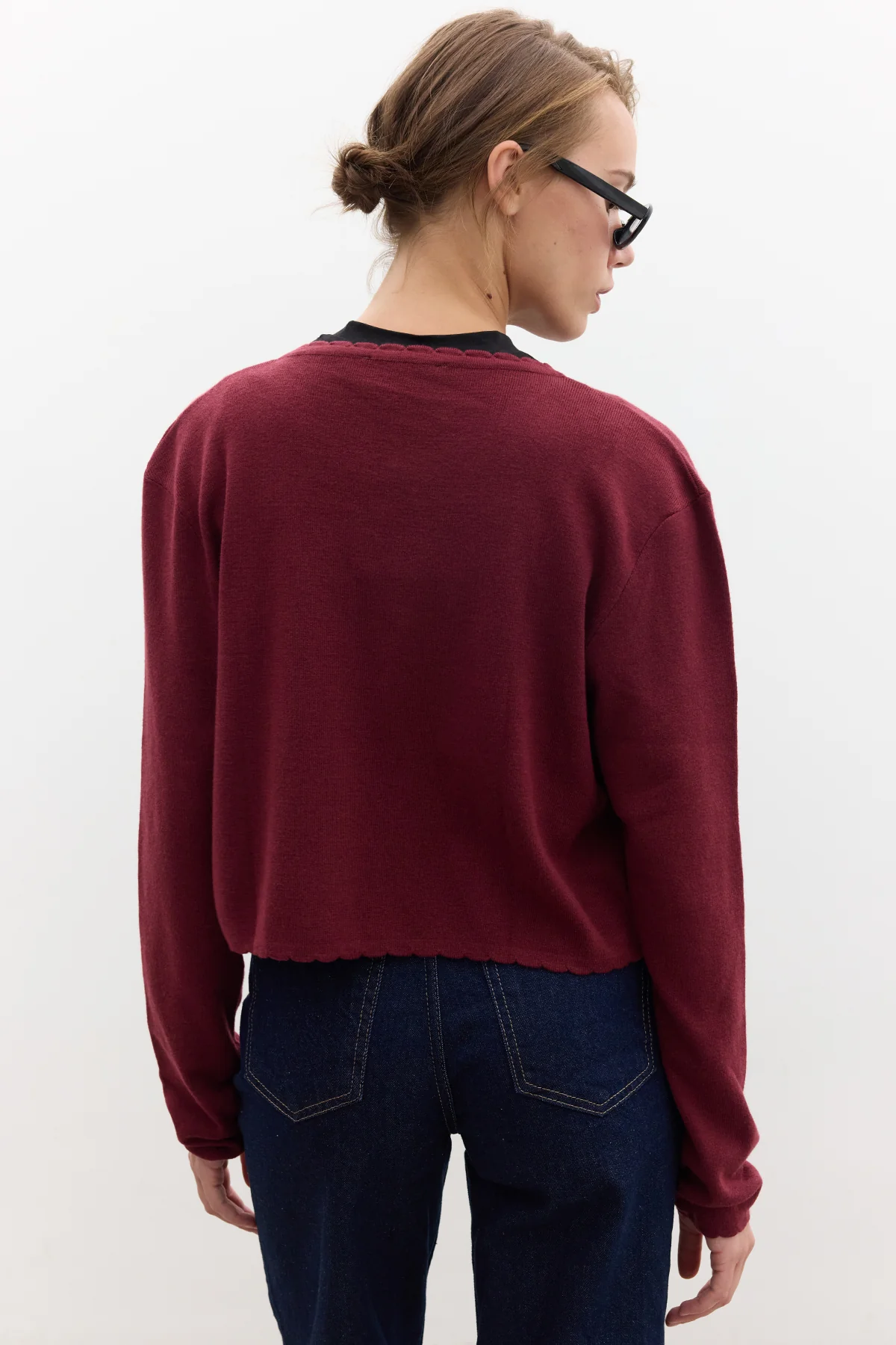 Soft Knit Cardigan With Lacing Burgundy - Image 8