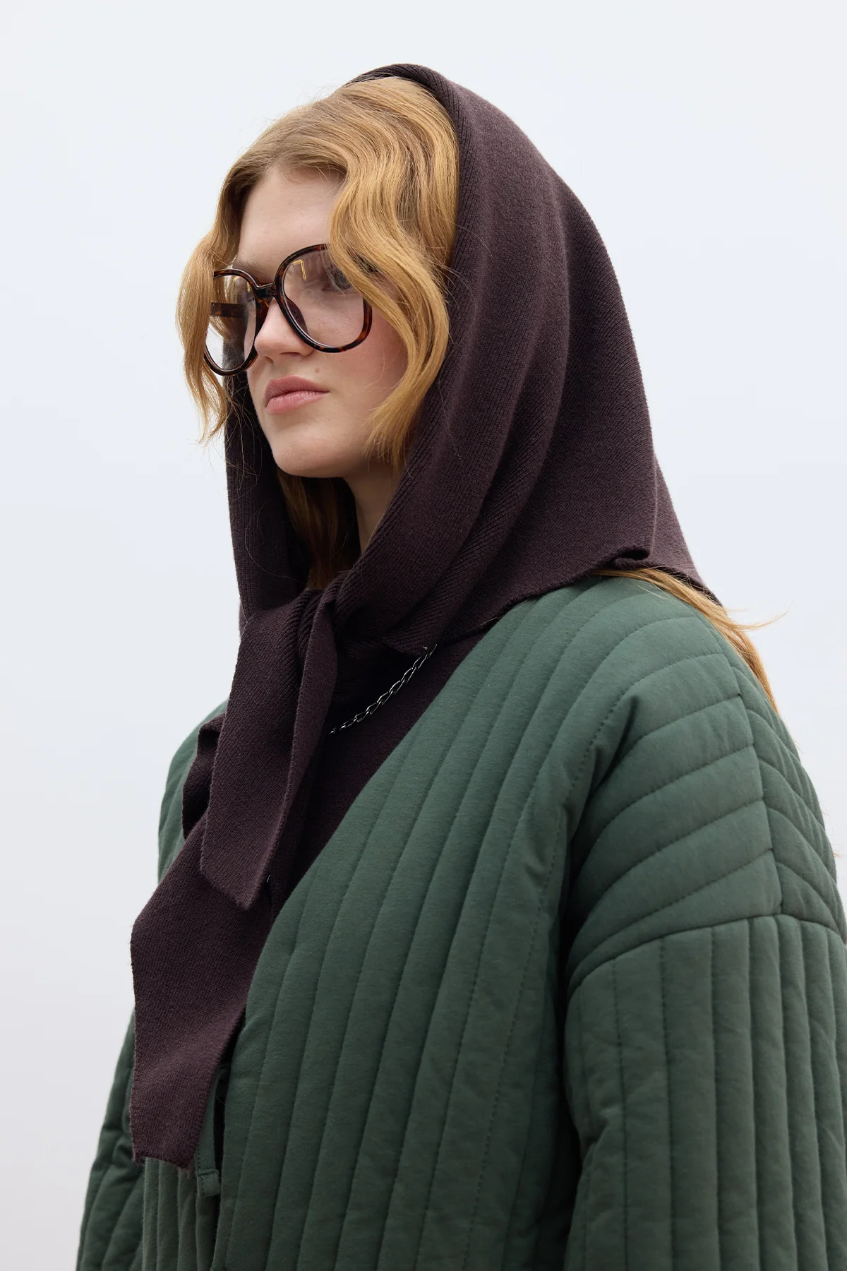 Soft Knit Triangle Scarf Brown - Image 6