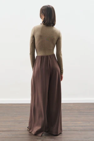 Soft Modal Wide Leg Trousers Brown - Image 7