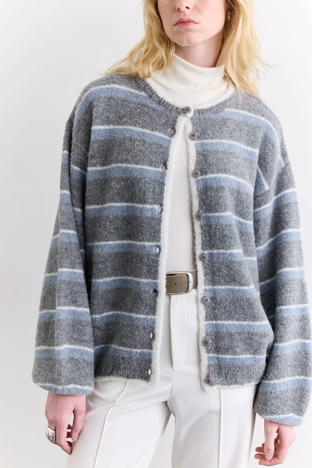 Soft Touch Buttoned Cardigan Blue - Image 10