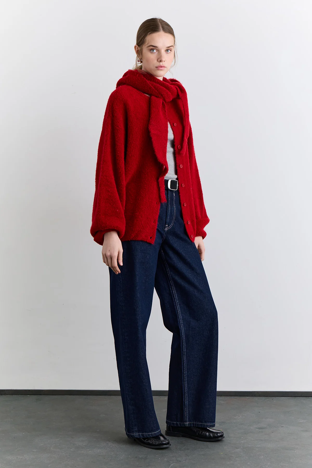 Soft Touch Buttoned Cardigan Red - Image 10