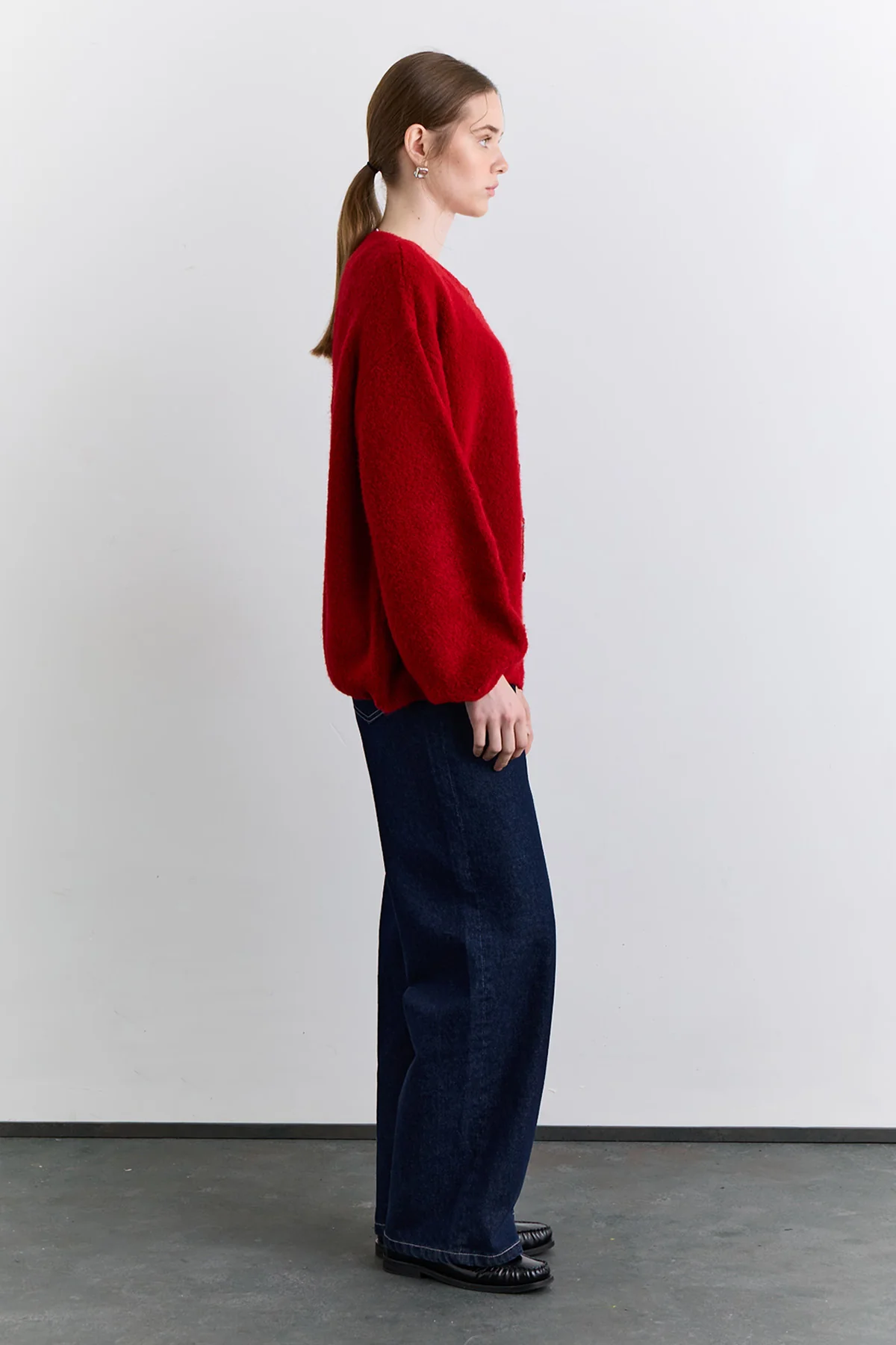 Soft Touch Buttoned Cardigan Red - Image 5