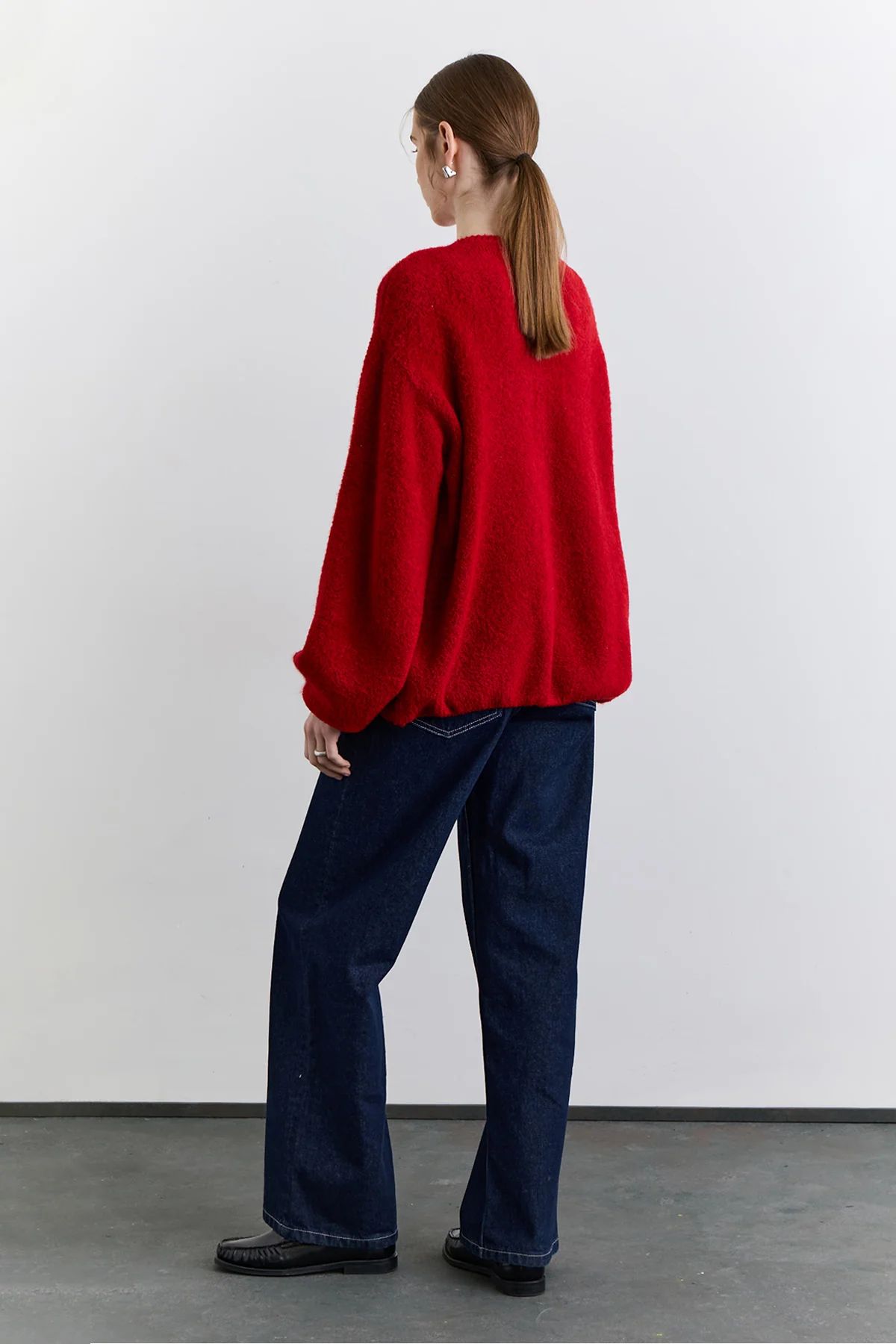 Soft Touch Buttoned Cardigan Red - Image 6