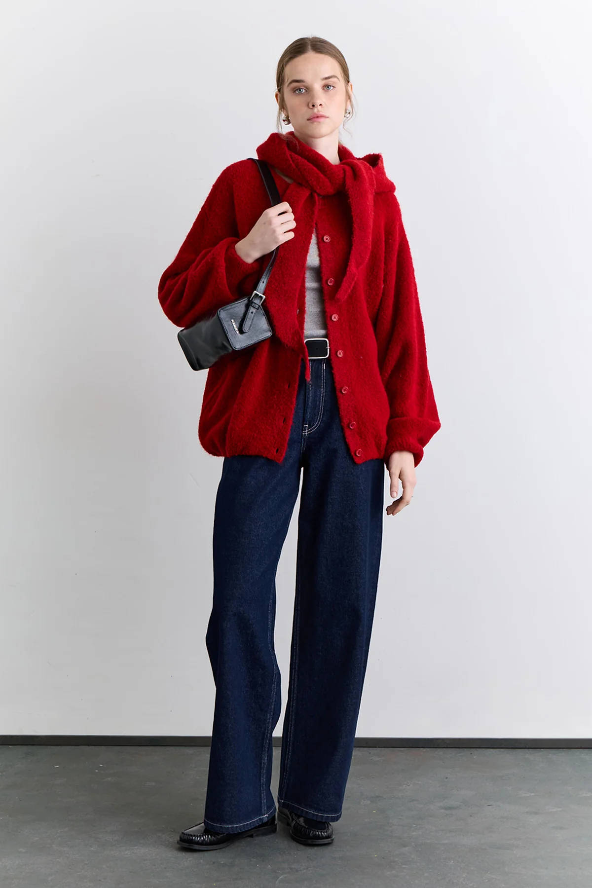 Soft Touch Buttoned Cardigan Red - Image 7