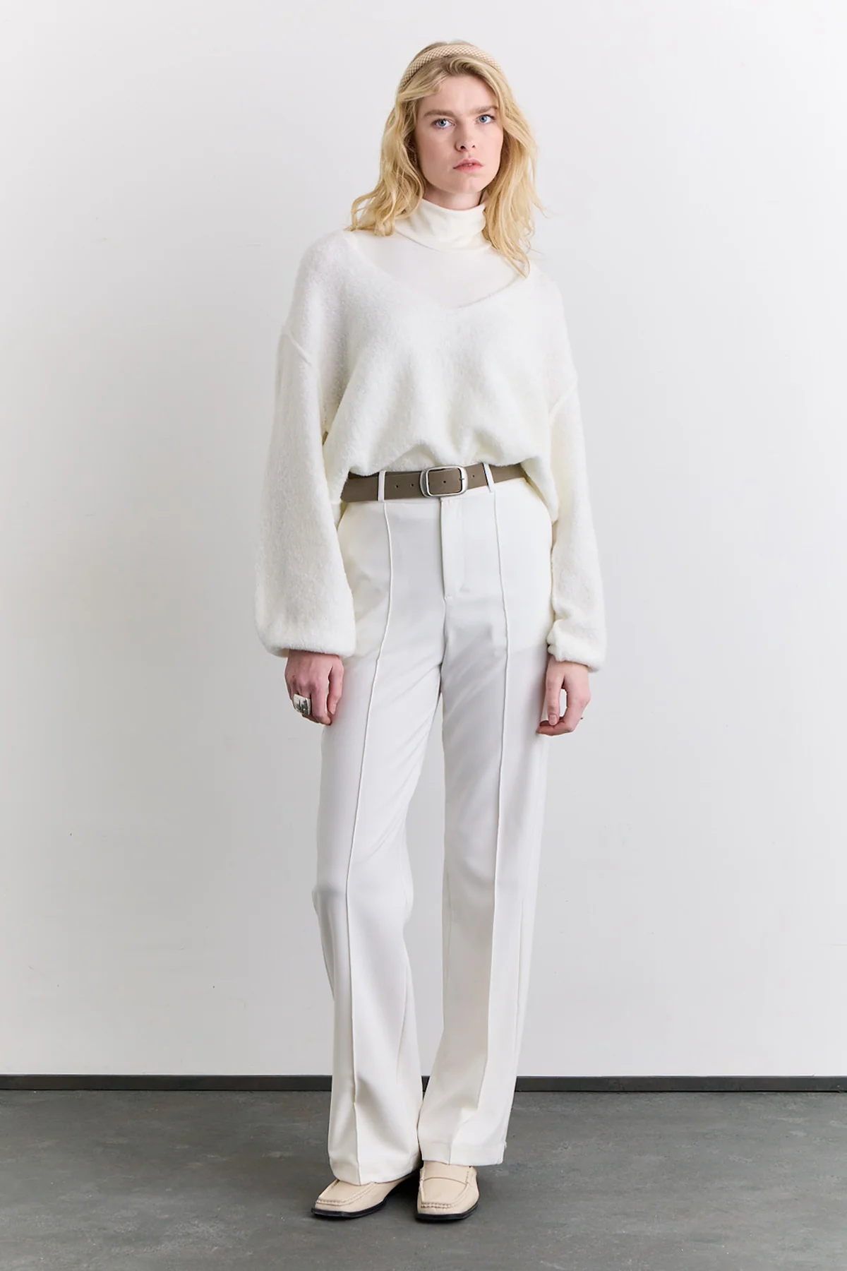 Soft Touch Knit Sweater Ecru - Image 2