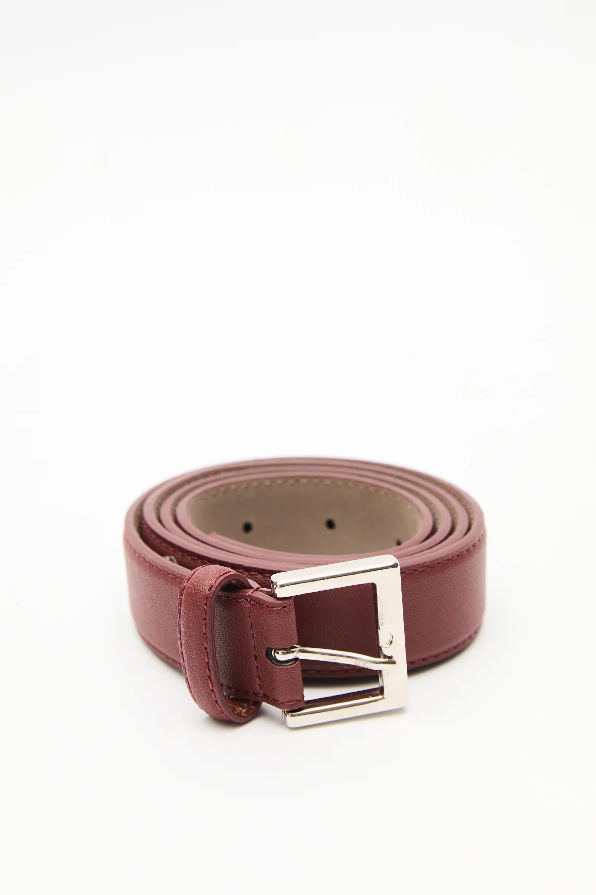 Square Buckle Belt Burgundy - Image 3