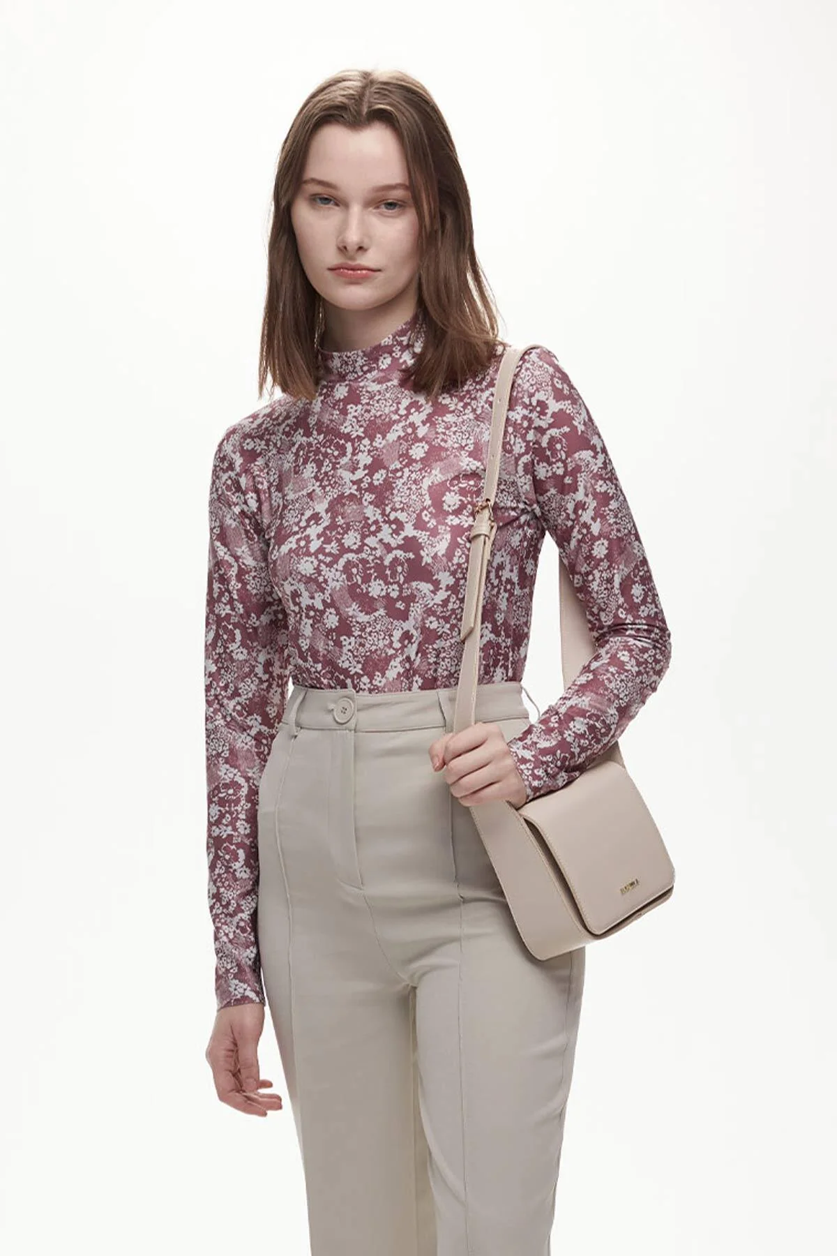 Square Faux Leather Bag With Wide Pockets Beige - Image 5