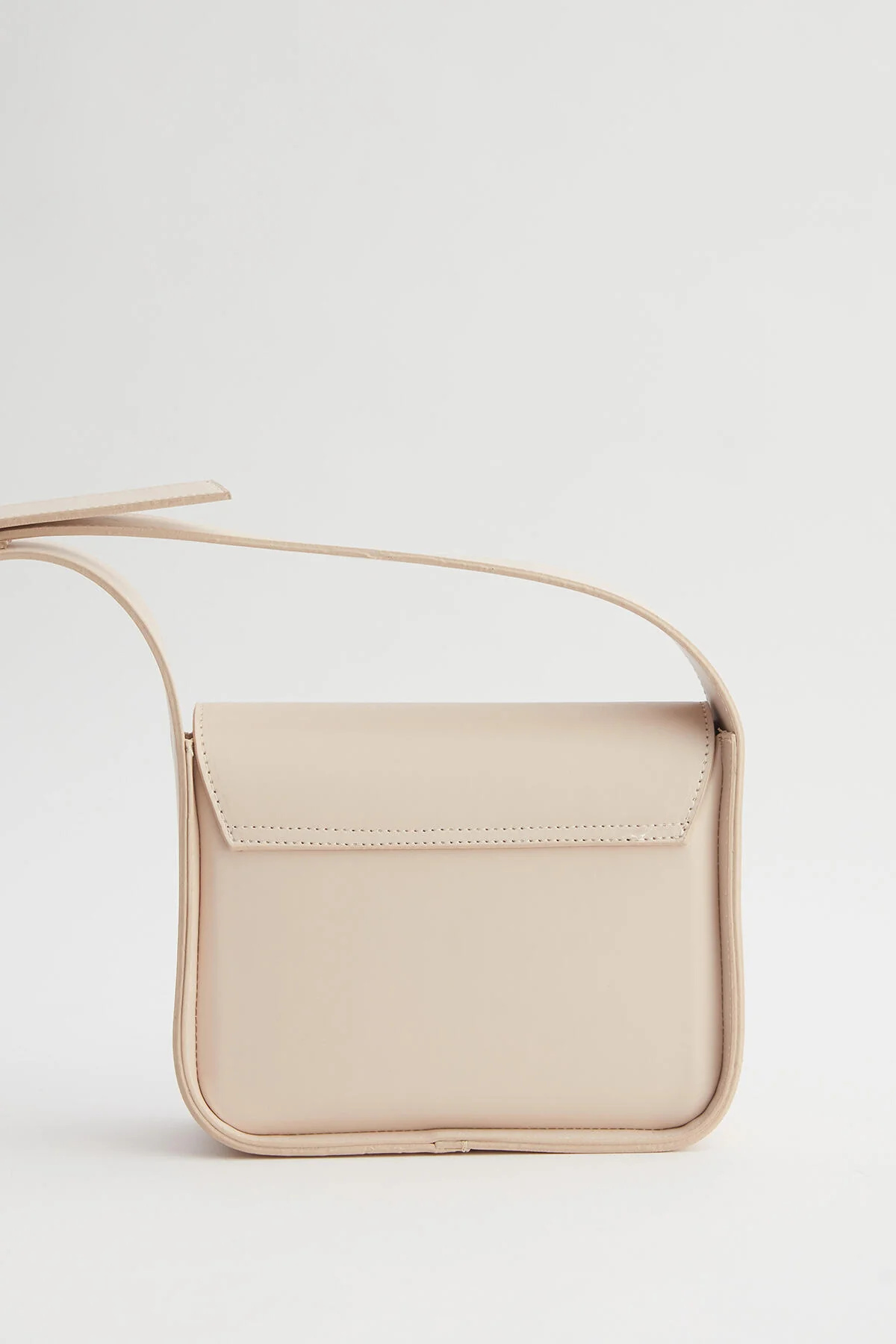 Square Faux Leather Bag With Wide Pockets Beige - Image 8