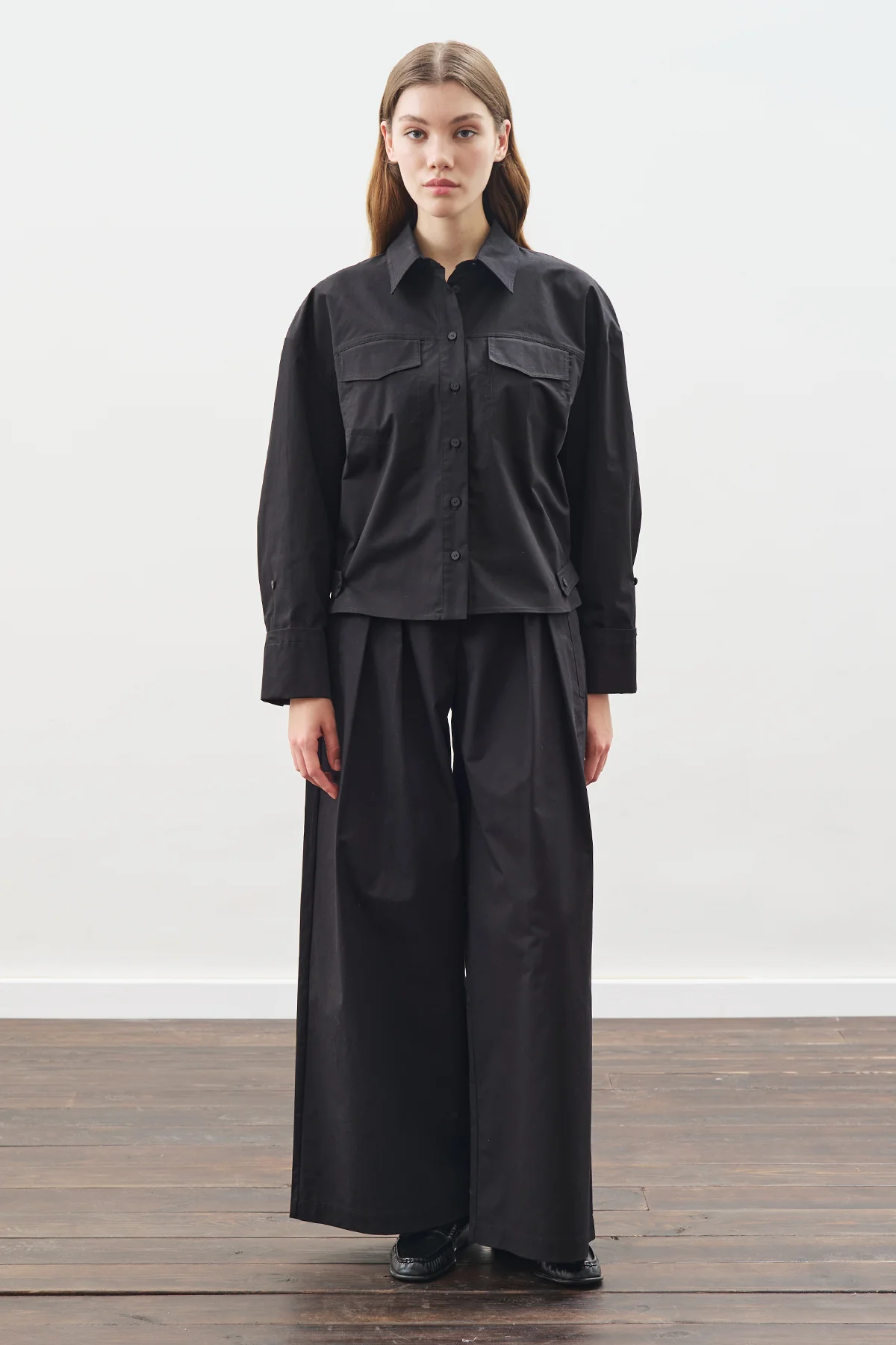 Stitch Detail Bomber Shirt Black - Image 5