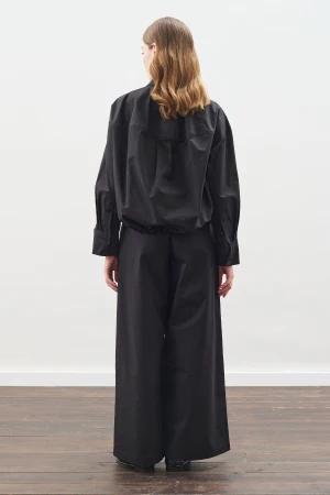 Stitch Detail Bomber Shirt Black - Image 8